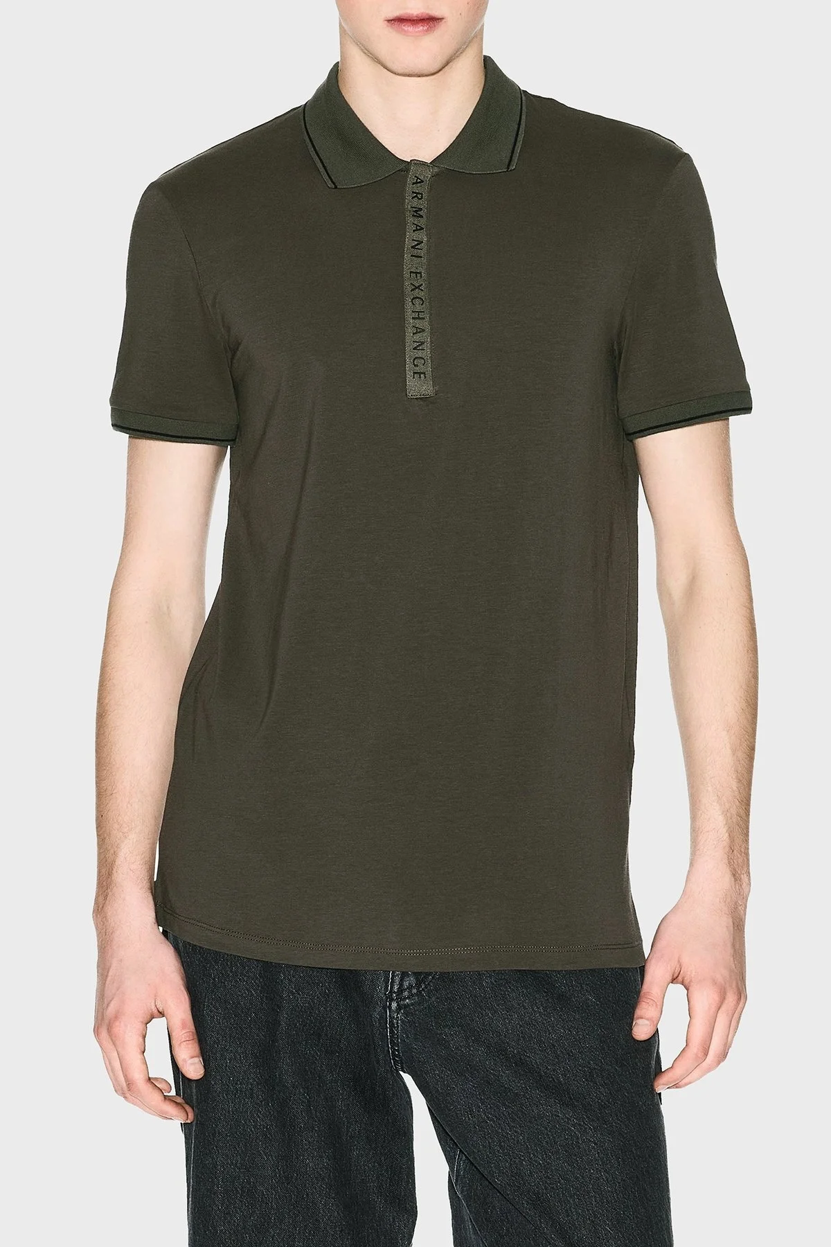 Armani Exchange Pamuklu Slim Fit Düğmeli Erkek Polo Yaka T Shirt 8NZF71 ZJH2Z U8120 KOYU YEŞİL - 6