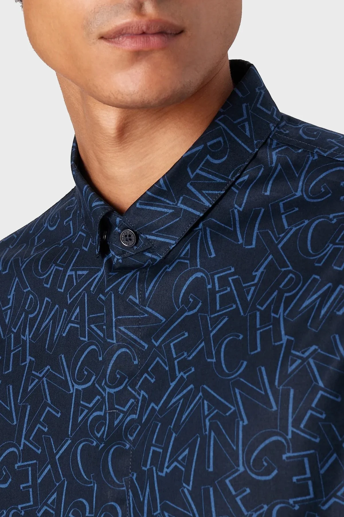 Armani Exchange Pamuklu Slim Fit Erkek Gömlek 6RZC25 ZNEAZ 25ED LACİVERT - 3