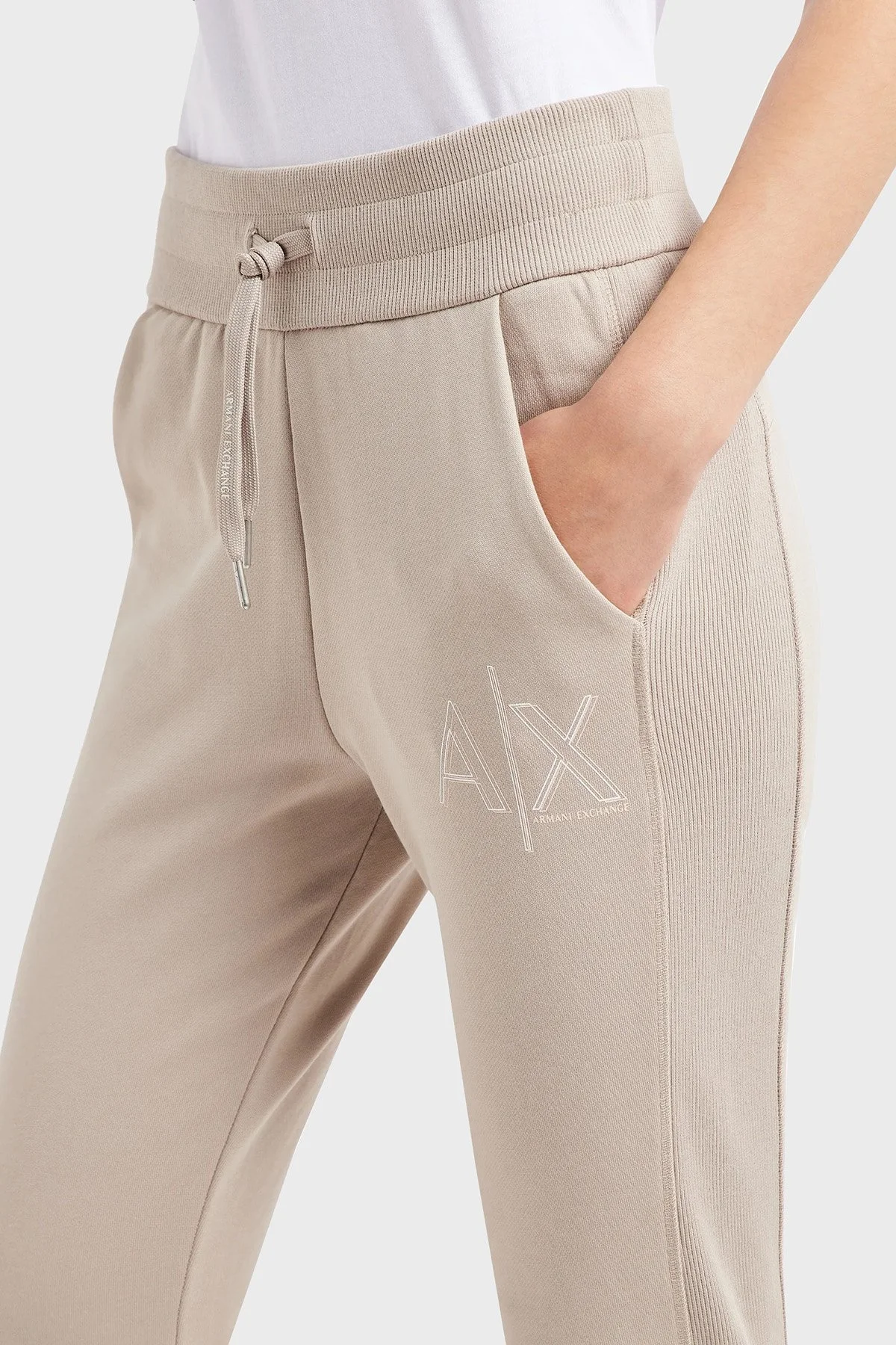 Armani Exchange Pamuklu Slim Fit Jogger Spor Bayan Pantolon 3DYP71 YJEBZ 1786 BEJ - 9