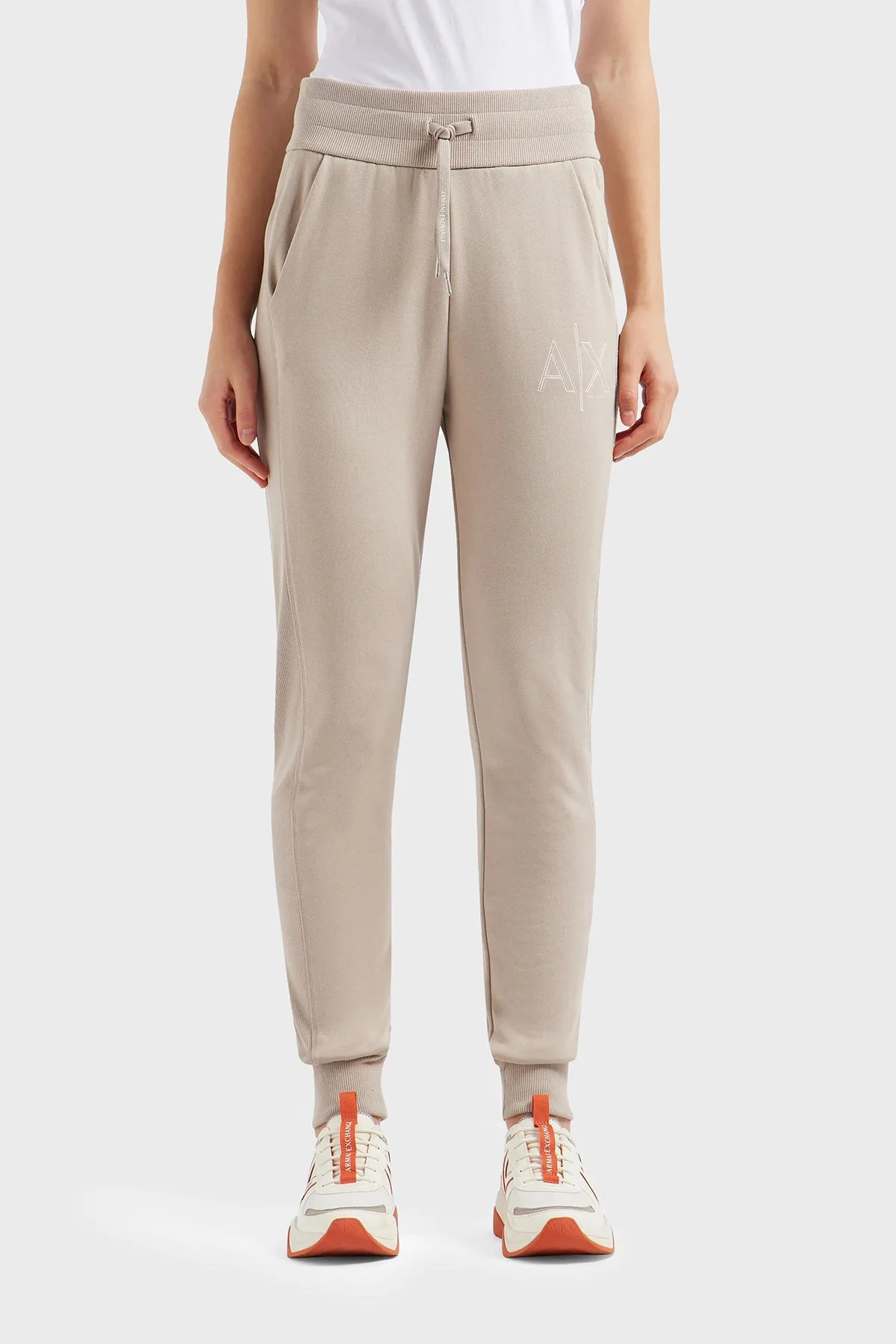 Armani Exchange Pamuklu Slim Fit Jogger Spor Kadın Pantolon 3DYP71 YJEBZ 1786 BEJ - 1