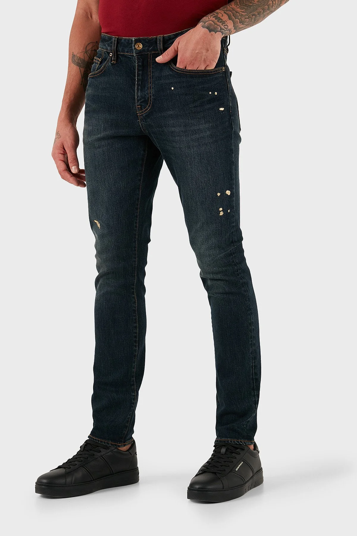 Armani Exchange Pamuklu Slim Fit Normal Bel Dar Paça Jeans Erkek Kot Pantolon XM000070 AF15833 MB001 LACİVERT - 4