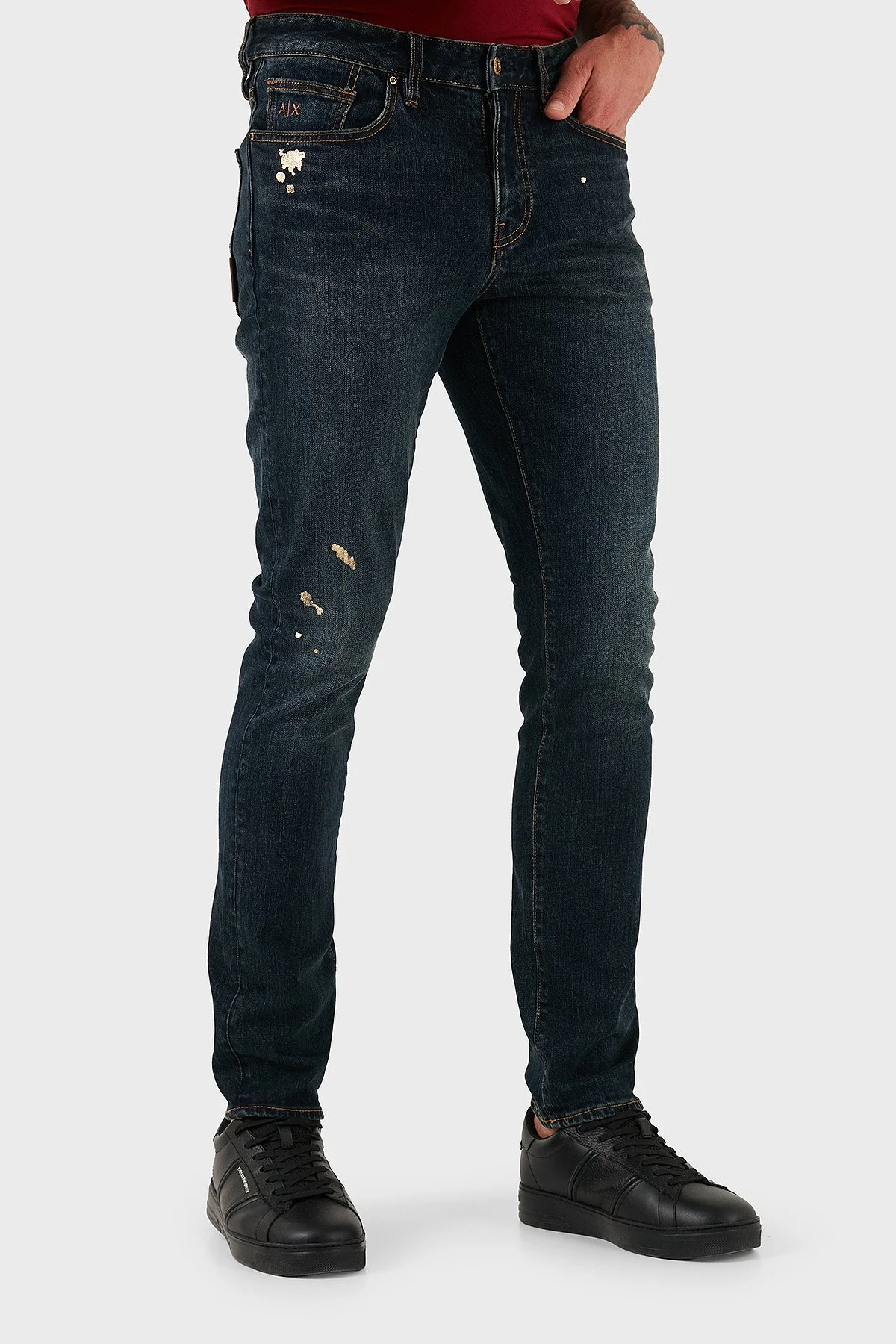 Armani Exchange Pamuklu Slim Fit Normal Bel Dar Paça Jeans Erkek Kot Pantolon XM000070 AF15833 MB001 LACİVERT - 5