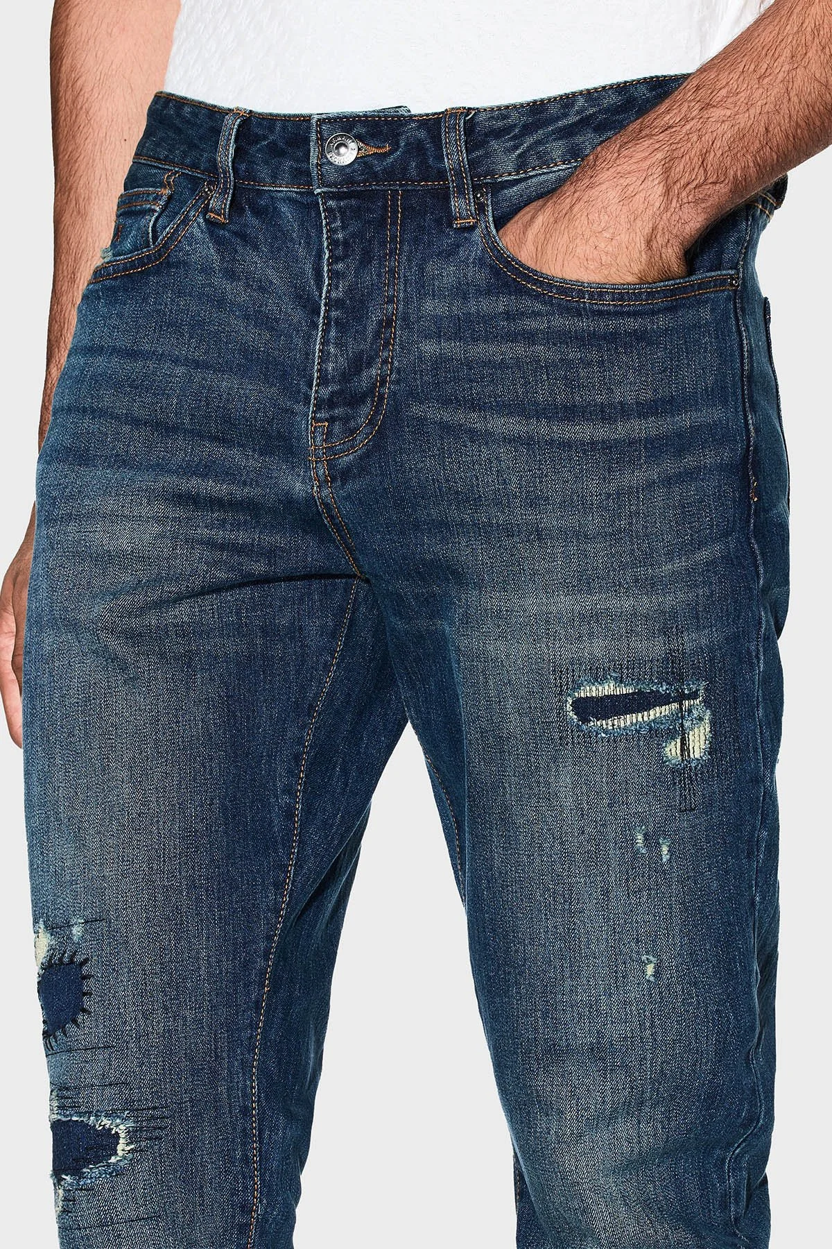 Armani Exchange Pamuklu Slim Fit Normal Bel Dar Paça Jeans Erkek Kot Pantolon XM000070 AF17092 MB001 LACİVERT - 4