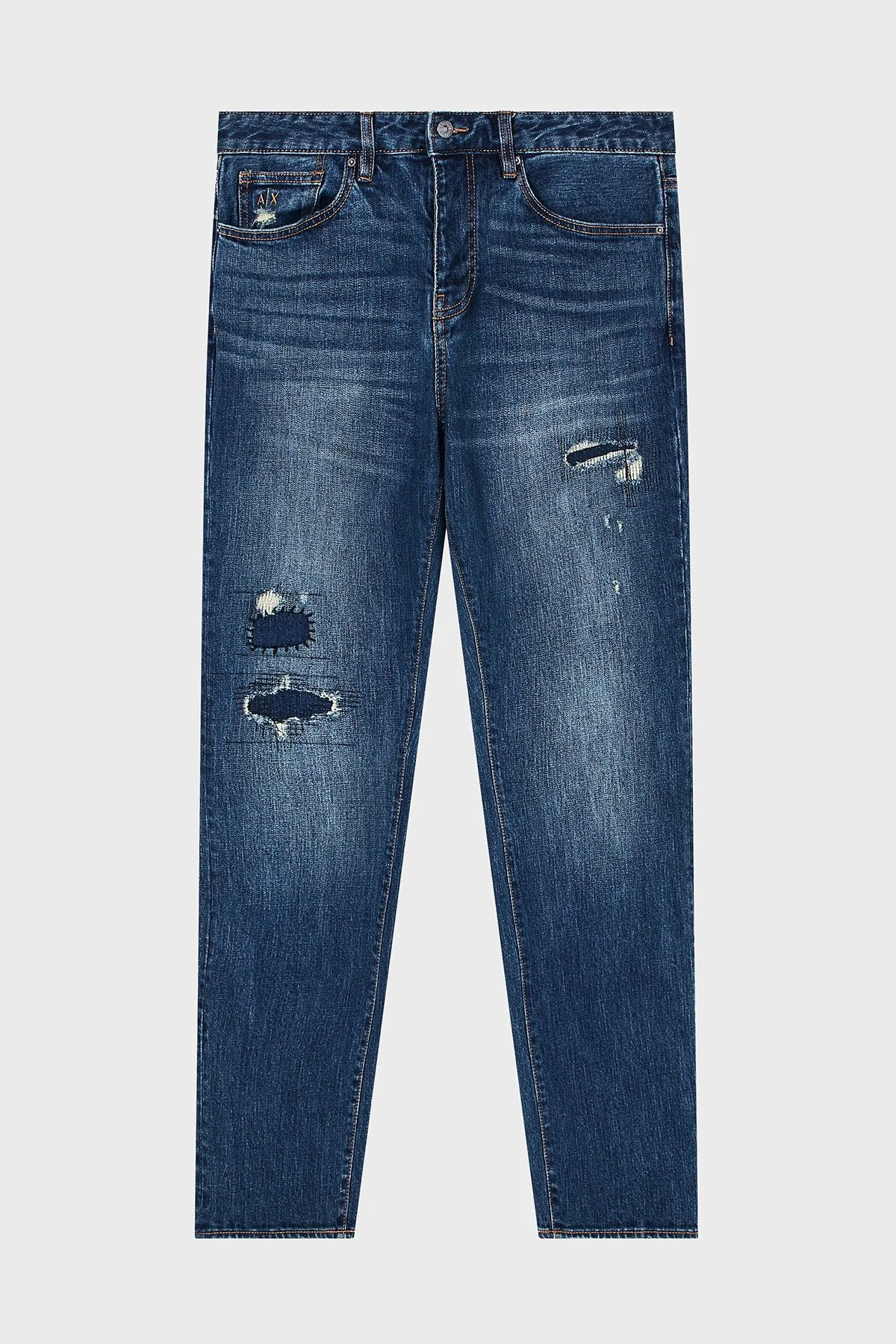 Armani Exchange Pamuklu Slim Fit Normal Bel Dar Paça Jeans Erkek Kot Pantolon XM000070 AF17092 MB001 LACİVERT - 5