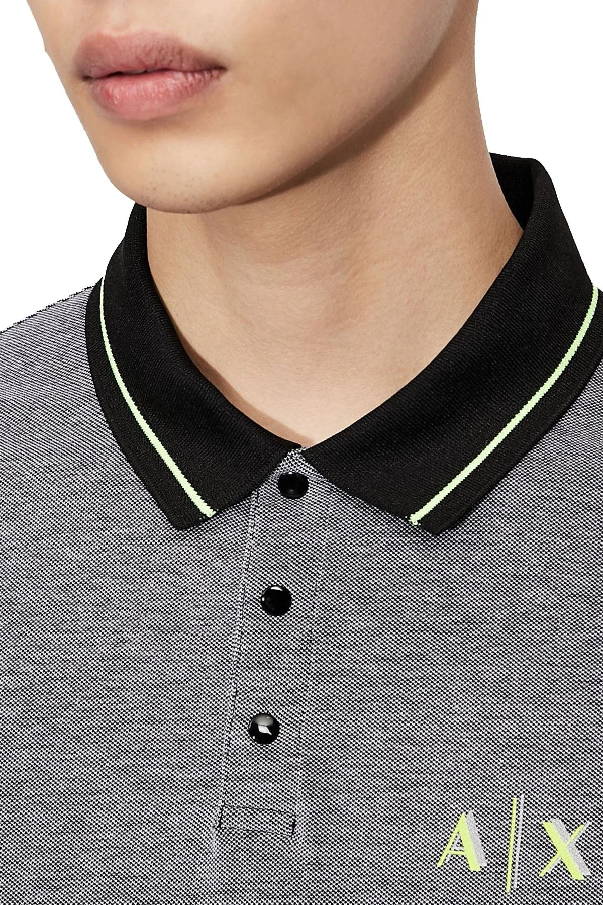 Armani Exchange Pamuklu Slim Fit T Shirt Erkek Polo 3KZFAC ZJKUZ 6259 SİYAH-BEYAZ - 3