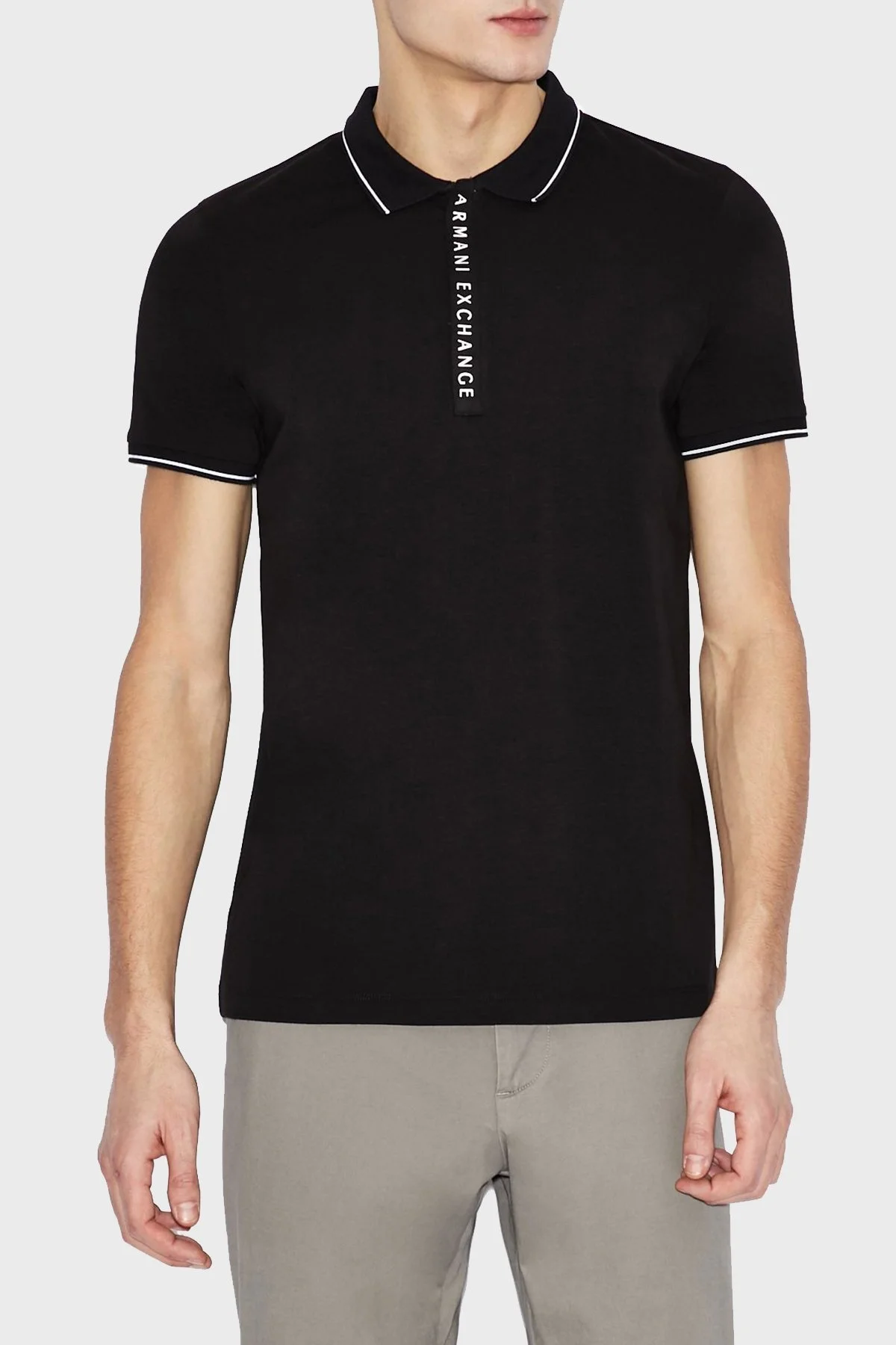 Armani Exchange Pamuklu Slim Fit T Shirt Erkek Polo 8NZF71 ZJH2Z 1200 SİYAH - 1