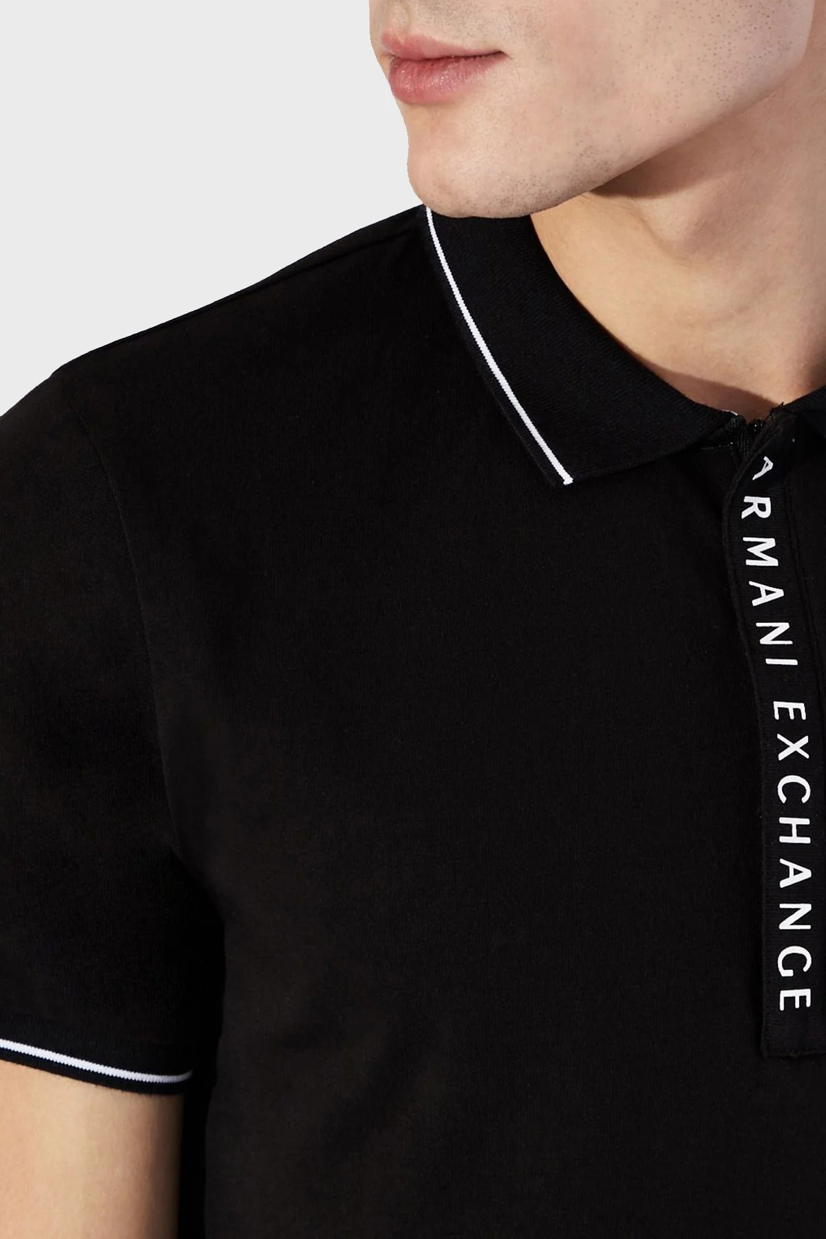 Armani Exchange Pamuklu Slim Fit T Shirt Erkek Polo 8NZF71 ZJH2Z 1200 SİYAH - 2