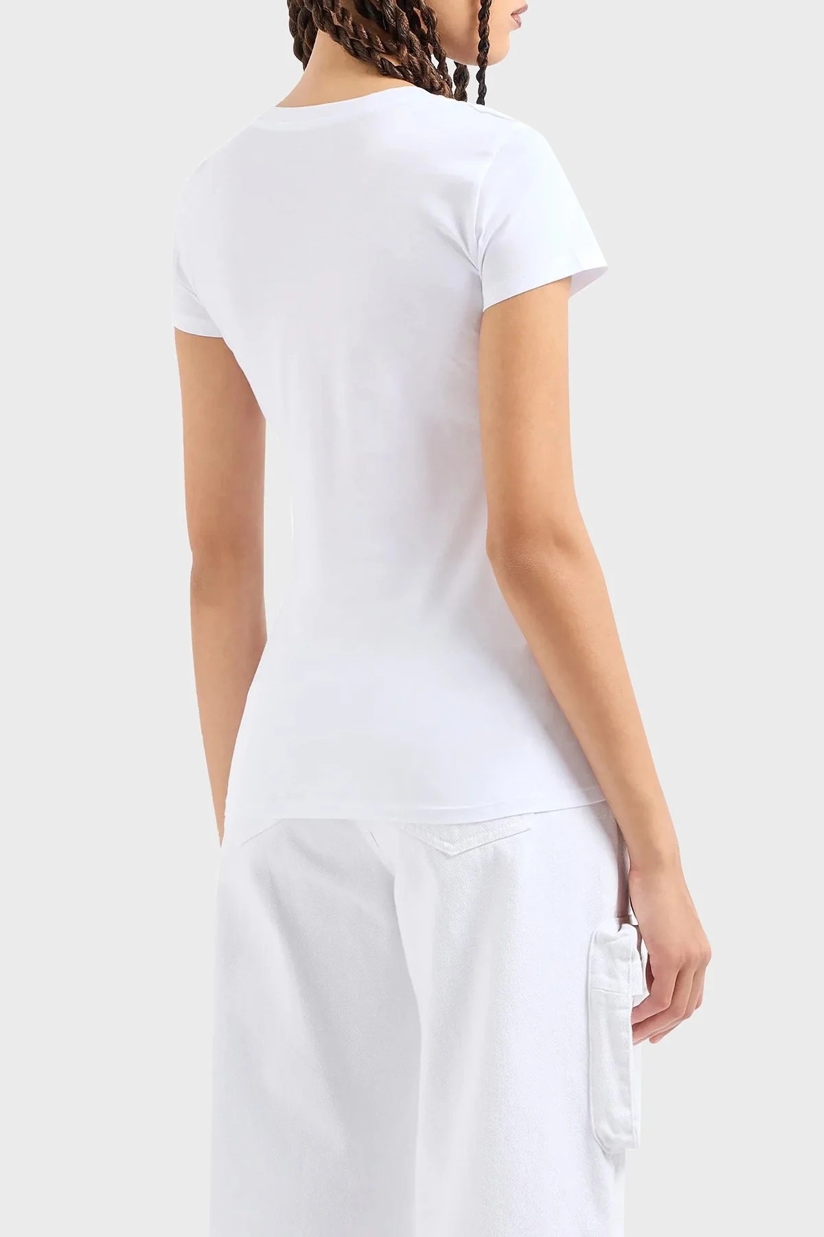 Armani Exchange Pamuklu Slim Fit V Yaka Bayan T Shirt 3DYT26 YJ3RZ 1000 BEYAZ - 2