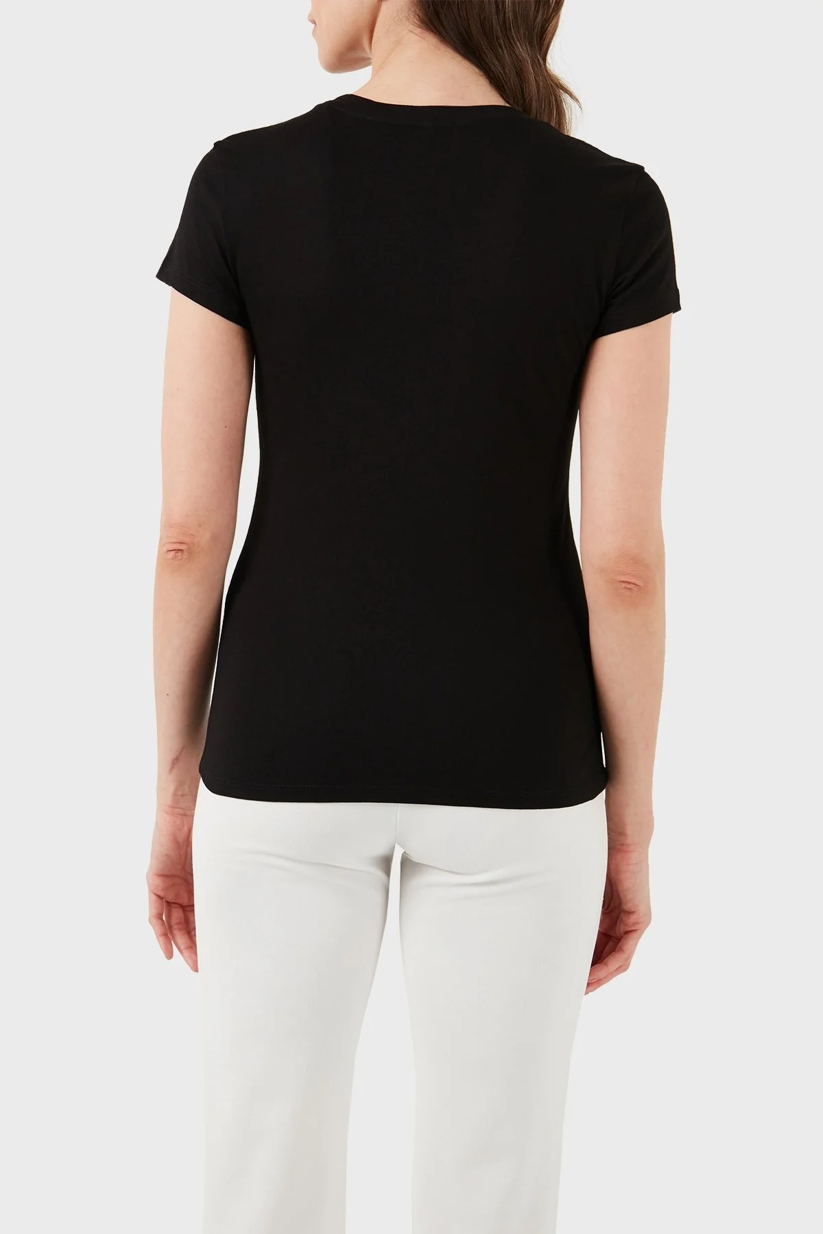 Armani Exchange Pamuklu Slim Fit V Yaka Bayan T Shirt 3DYT26 YJ3RZ 1200 SİYAH - 8