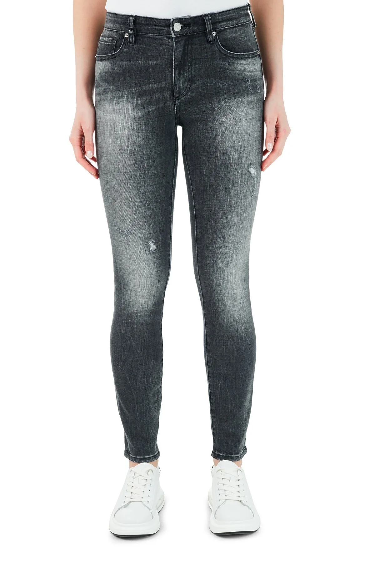 Armani Exchange Pamuklu Super Skinny J01 Jeans Bayan Kot Pantolon 3KYJ01 Y1MEZ 0903 GRİ - 2