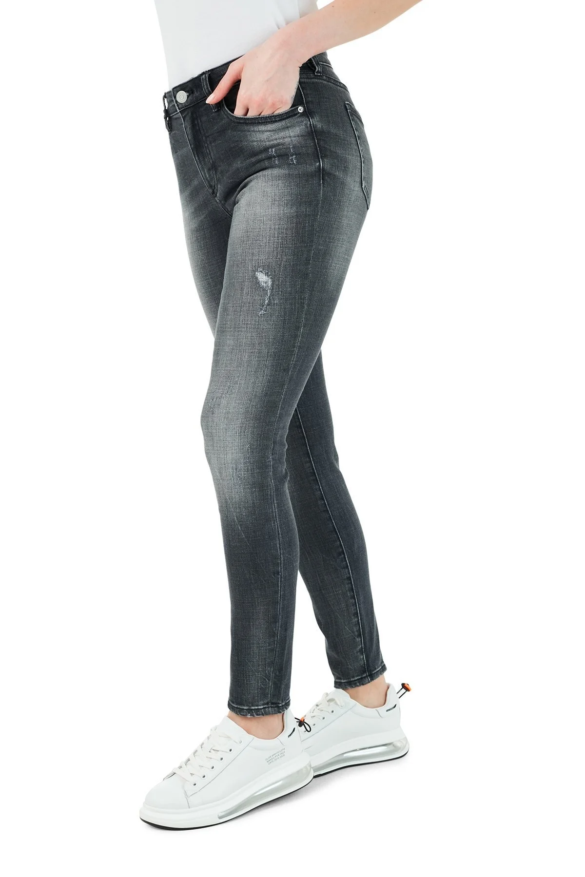 Armani Exchange Pamuklu Super Skinny J01 Jeans Bayan Kot Pantolon 3KYJ01 Y1MEZ 0903 GRİ - 3