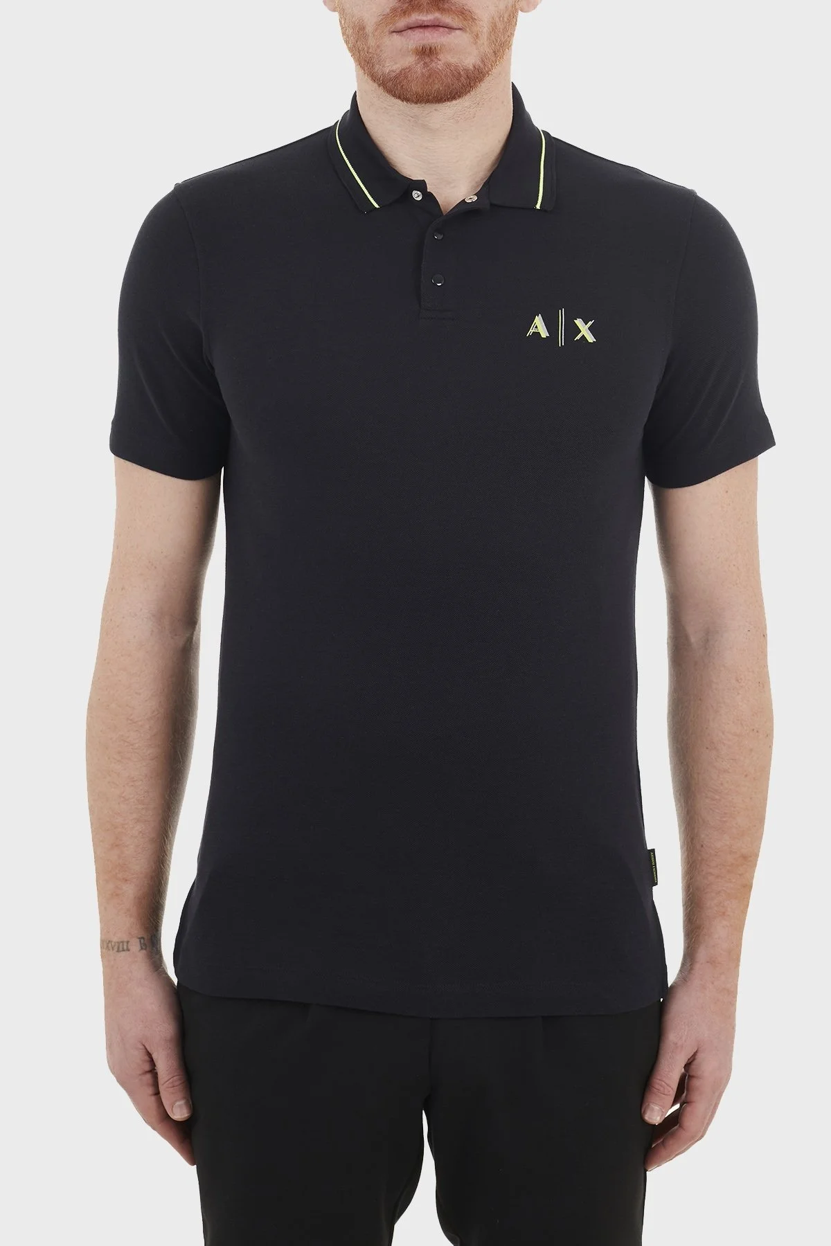 Armani Exchange Pamuklu T Shirt Erkek Polo 3KZFAC ZJKUZ 5560 LACİVERT-SİYAH - 1