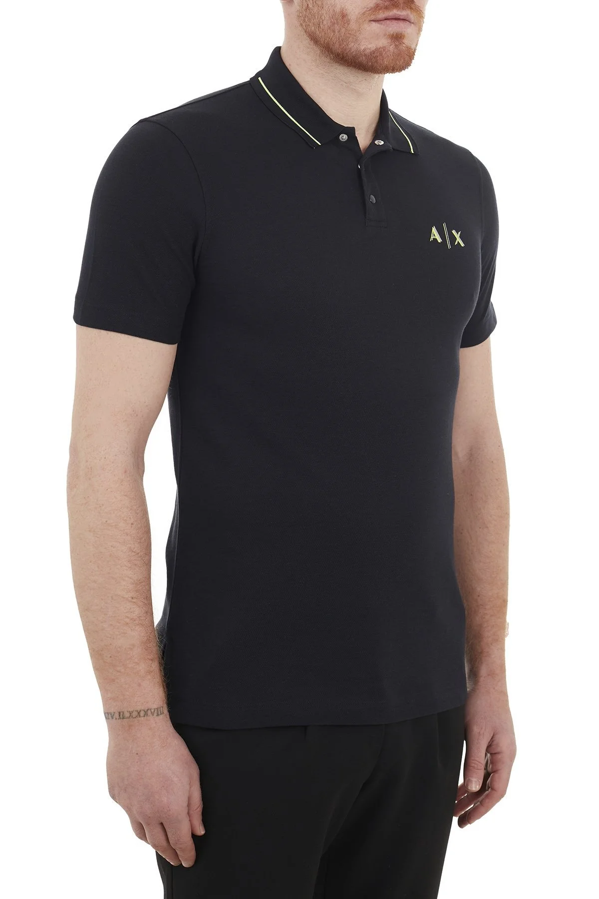 Armani Exchange Pamuklu T Shirt Erkek Polo 3KZFAC ZJKUZ 5560 LACİVERT-SİYAH - 4