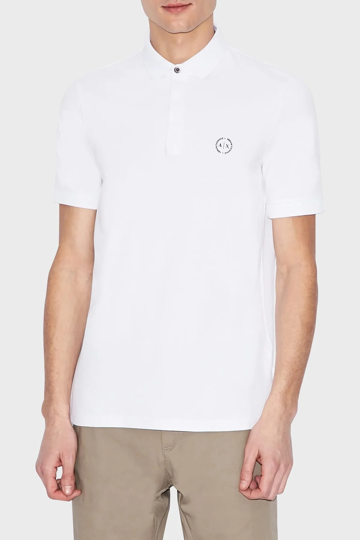 Armani Exchange Pamuklu T Shirt Erkek Polo 8NZF91 ZJ81Z 1100 BEYAZ - 1
