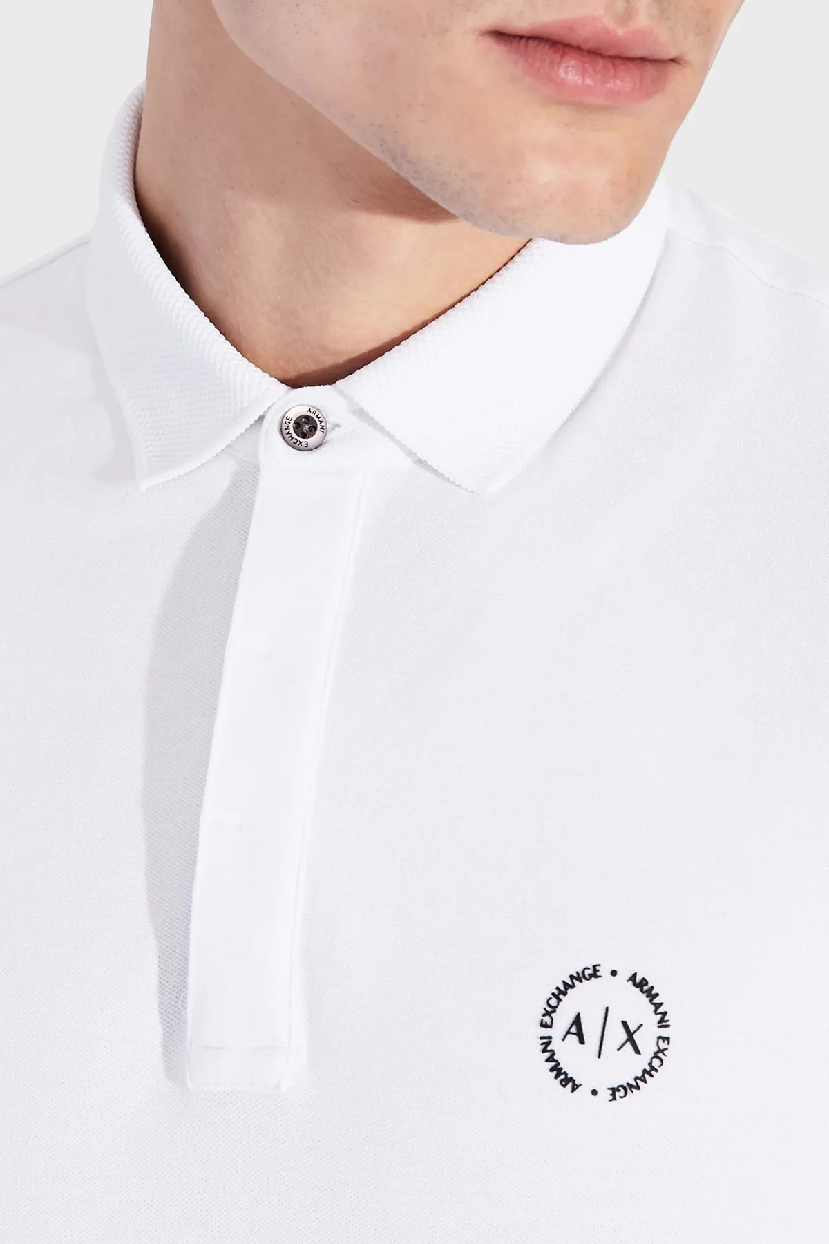 Armani Exchange Pamuklu T Shirt Erkek Polo 8NZF91 ZJ81Z 1100 BEYAZ - 2