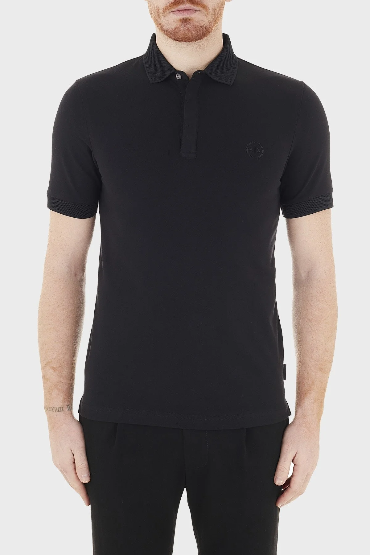Armani Exchange Pamuklu T Shirt Erkek Polo 8NZF91 ZJ81Z 1200 SİYAH - 1