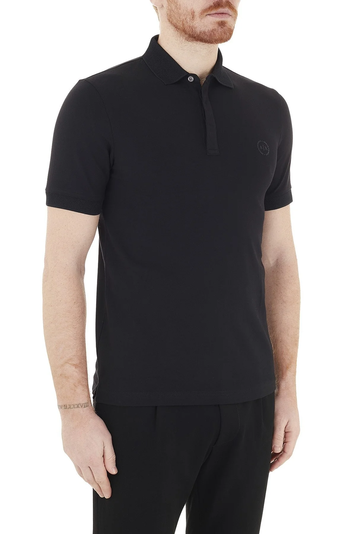 Armani Exchange Pamuklu T Shirt Erkek Polo 8NZF91 ZJ81Z 1200 SİYAH - 4