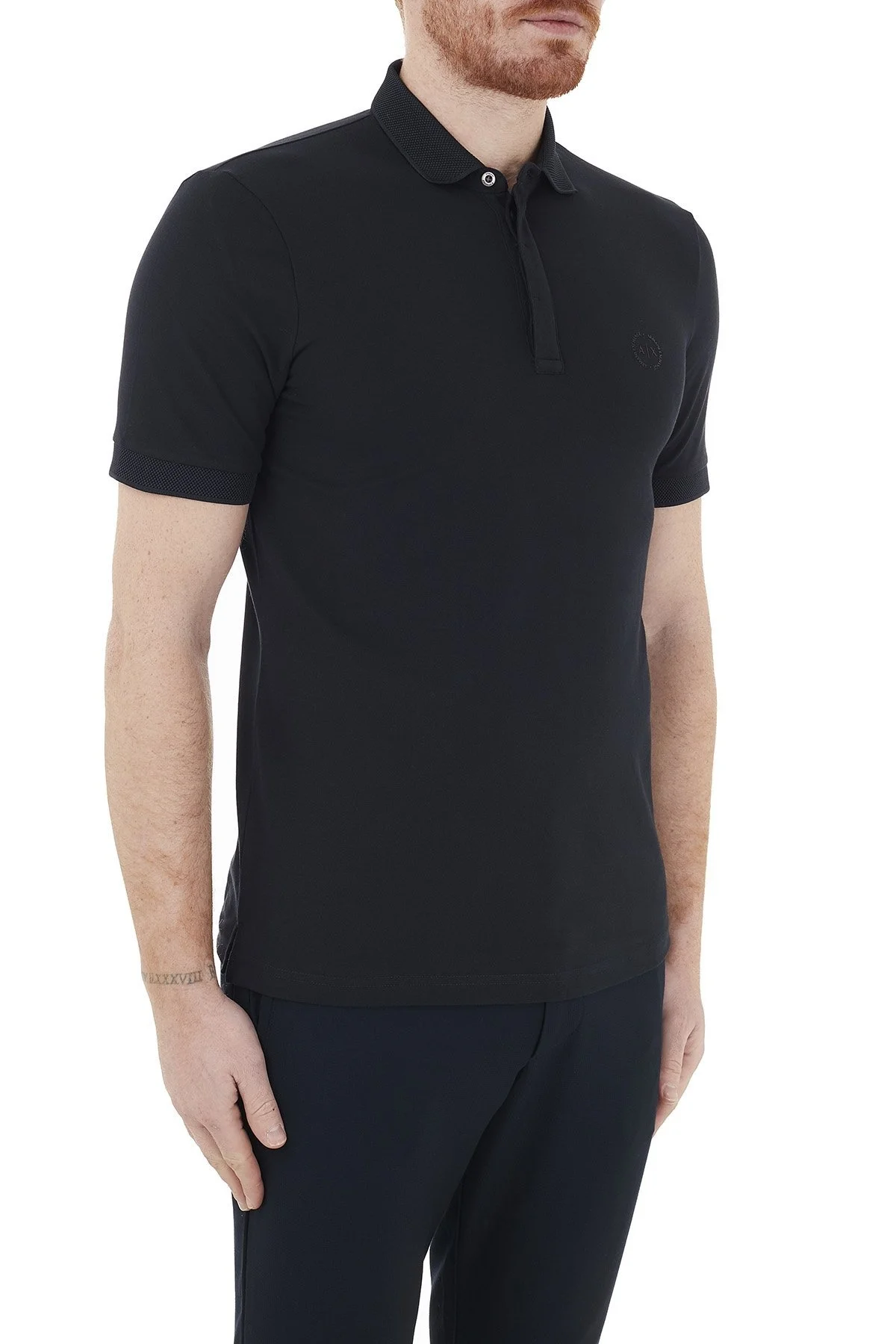 Armani Exchange Pamuklu T Shirt Erkek Polo 8NZF91 ZJ81Z 1510 LACİVERT - 4