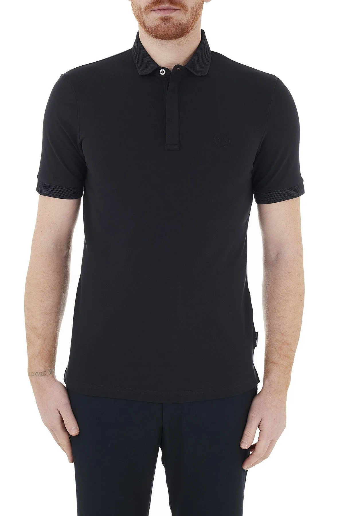 Armani Exchange Pamuklu T Shirt Erkek Polo 8NZF91 ZJ81Z 1510 LACİVERT - 7