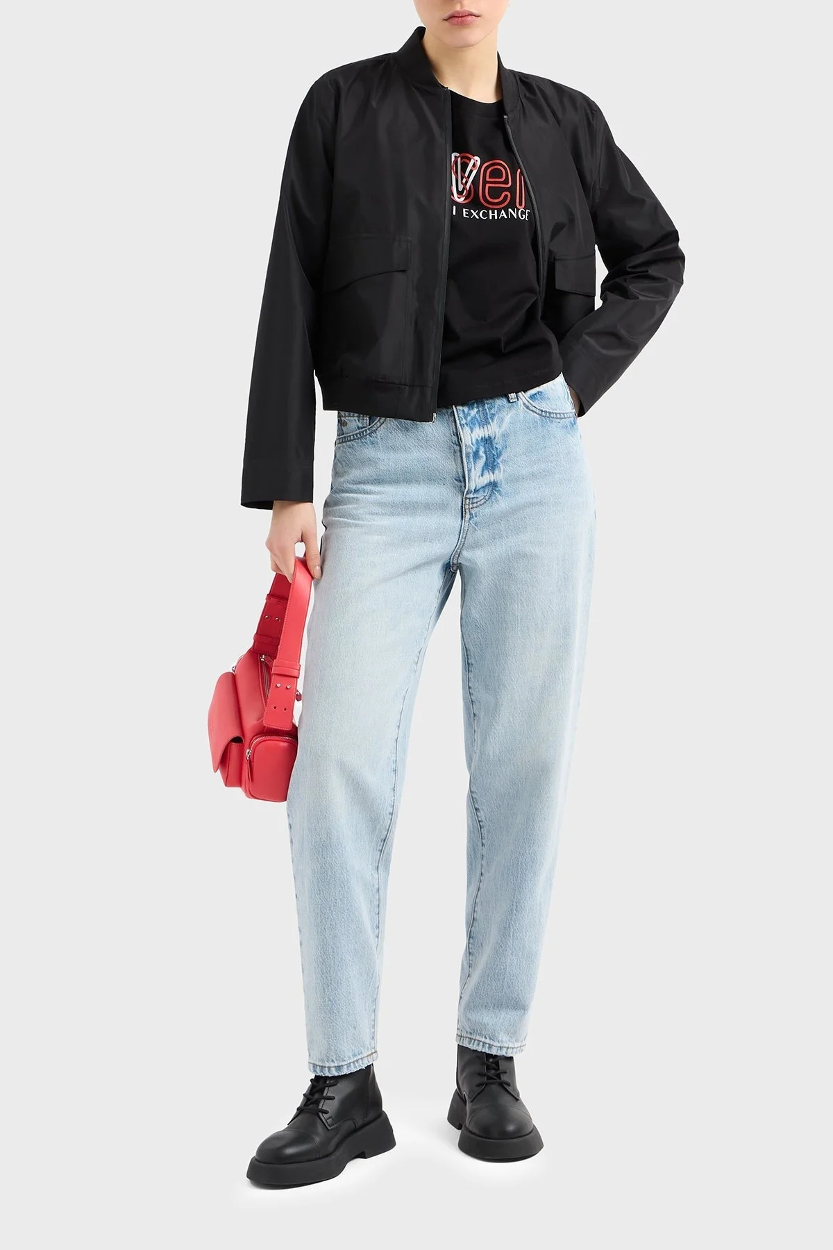 Armani Exchange Pamuklu Tapered Fit Daralan Paça Jeans Bayan Kot Pantolon XW000128 AF12860 MB001 AÇIK MAVİ - 9