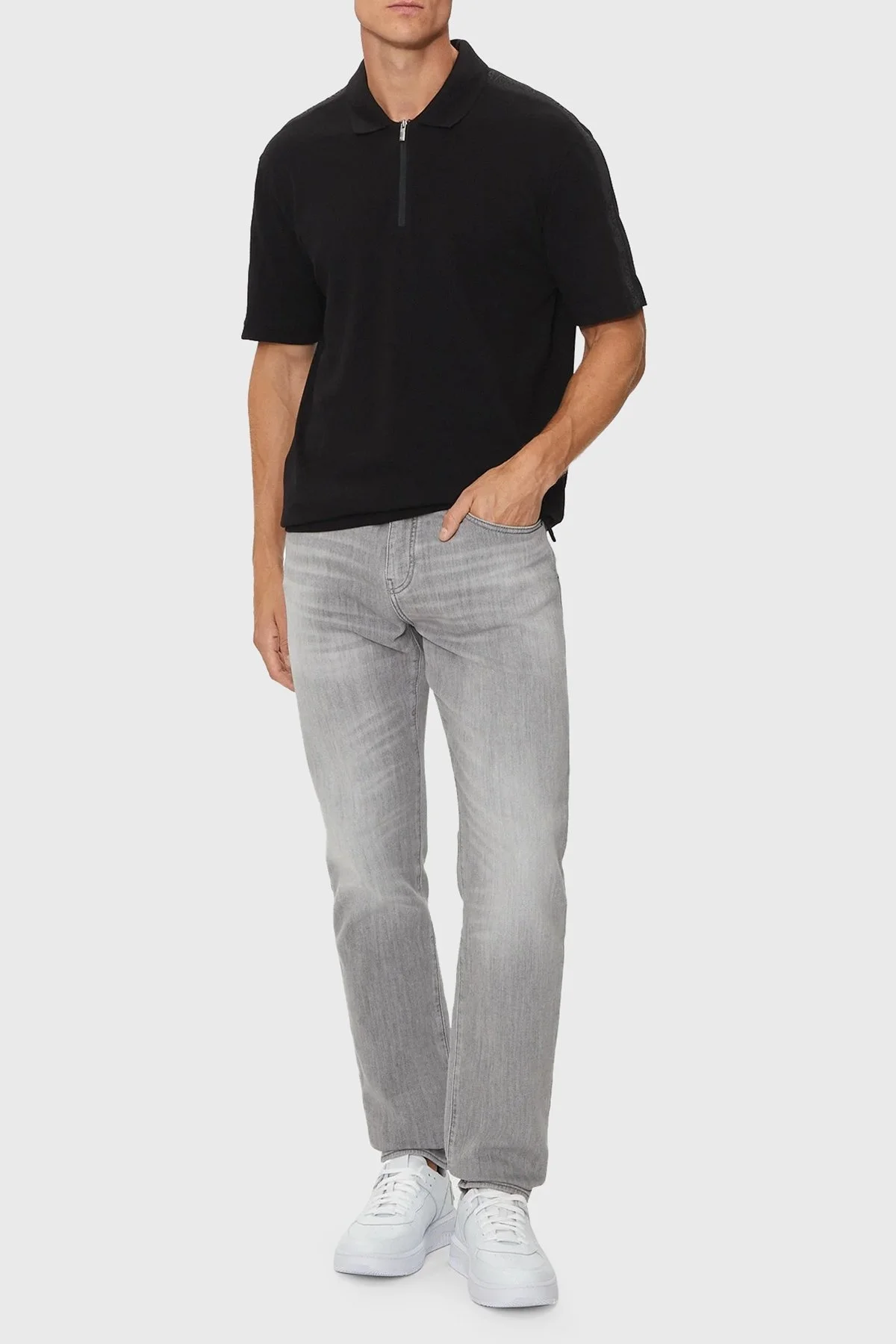 Armani Exchange Pamuklu Yarım Fermuarlı Erkek Polo Yaka T Shirt 6DZFLC ZJM5Z 1200 SİYAH - 3