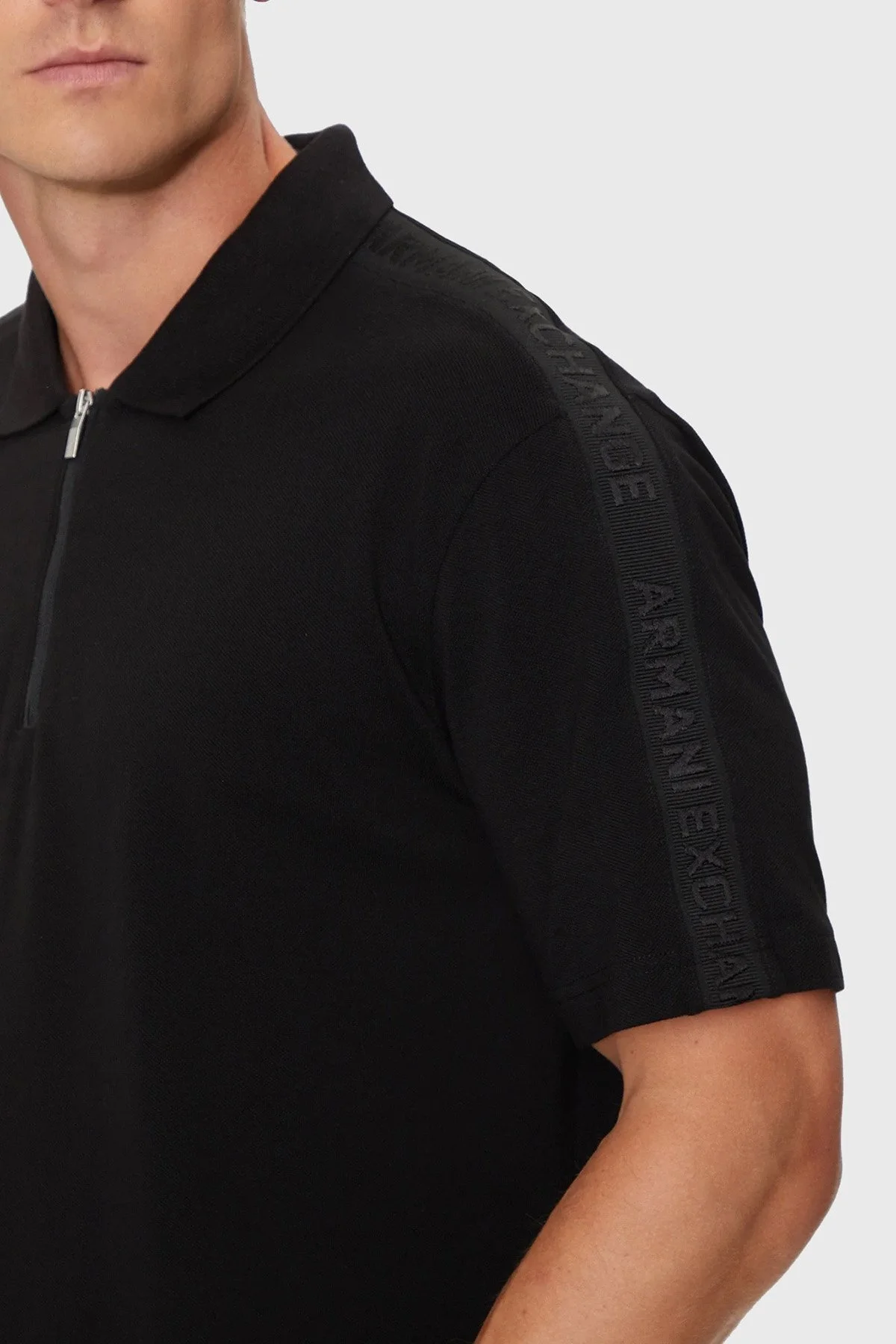 Armani Exchange Pamuklu Yarım Fermuarlı Erkek Polo Yaka T Shirt 6DZFLC ZJM5Z 1200 SİYAH - 4