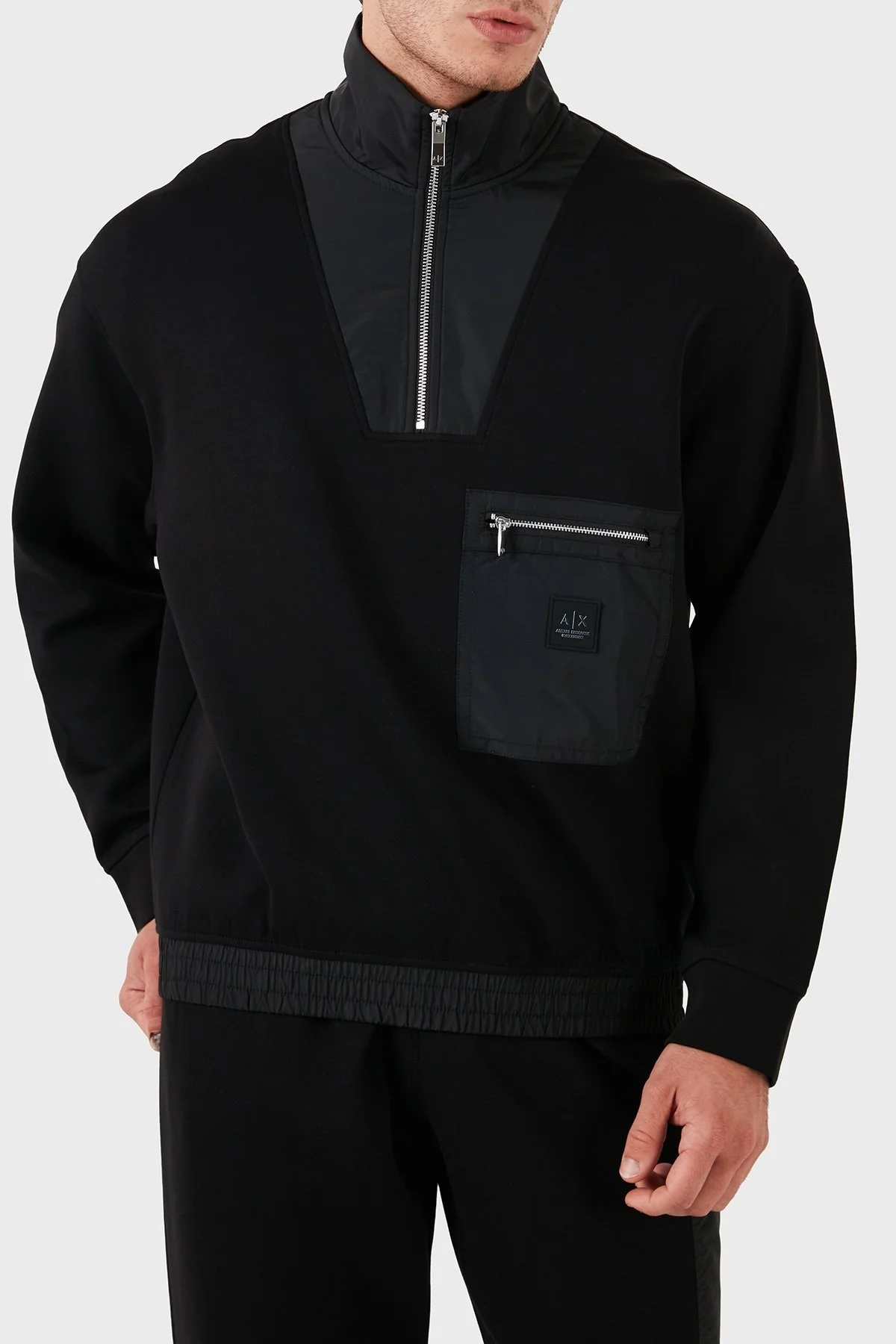 Armani Exchange Pamuklu Yarım Fermuarlı Yaka Erkek Sweat XM000083 AF10818 UC001 SİYAH - 1