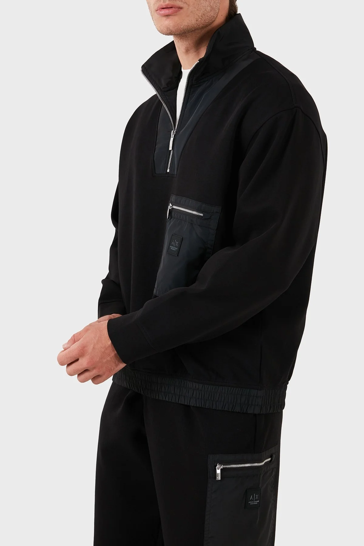 Armani Exchange Pamuklu Yarım Fermuarlı Yaka Erkek Sweat XM000083 AF10818 UC001 SİYAH - 3