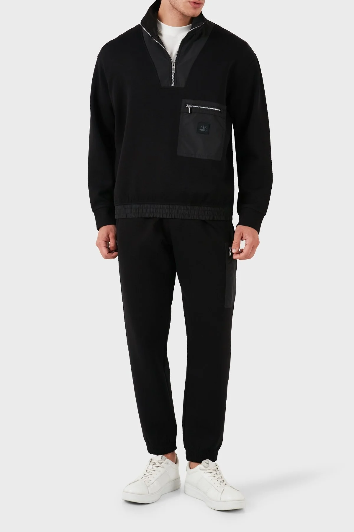 Armani Exchange Pamuklu Yarım Fermuarlı Yaka Erkek Sweat XM000083 AF10818 UC001 SİYAH - 4
