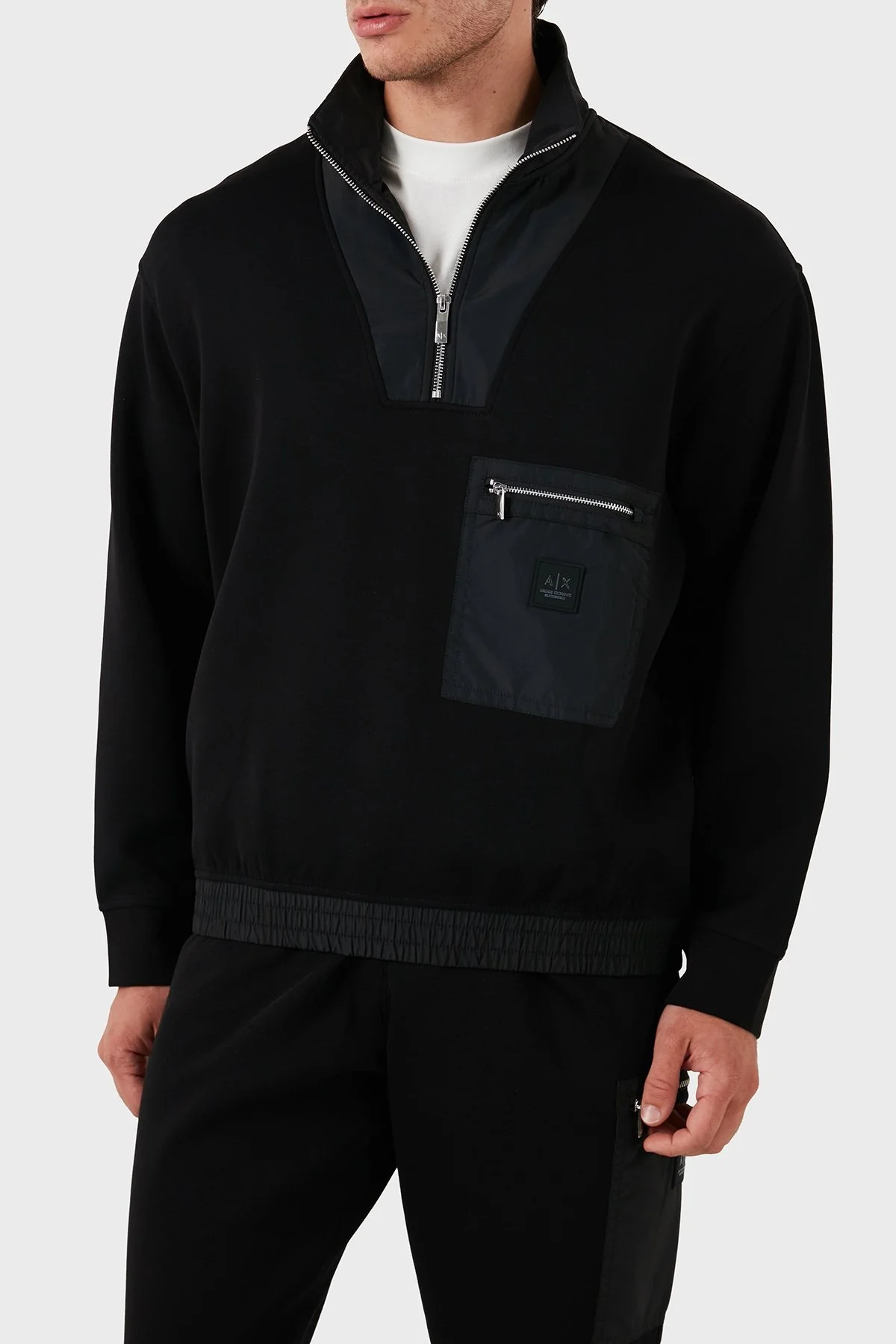 Armani Exchange Pamuklu Yarım Fermuarlı Yaka Erkek Sweat XM000083 AF10818 UC001 SİYAH - 5