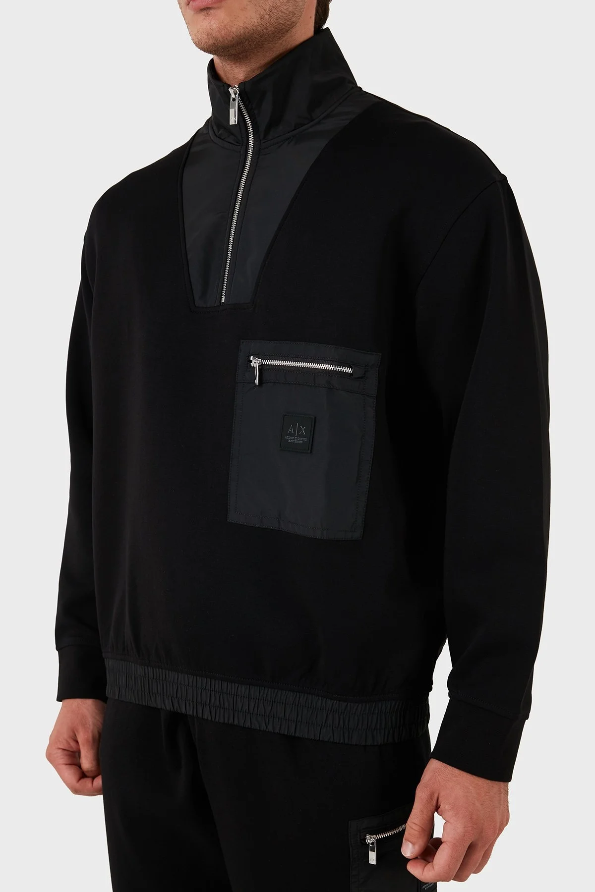 Armani Exchange Pamuklu Yarım Fermuarlı Yaka Erkek Sweat XM000083 AF10818 UC001 SİYAH - 6