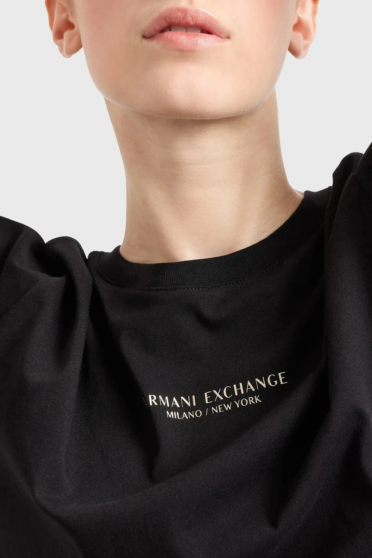Armani Exchange Pamuklu Yırtmaçlı Regular Fit Midi Bayan Elbise 8NYACF YJG3Z 52AK SİYAH-GOLD - 4