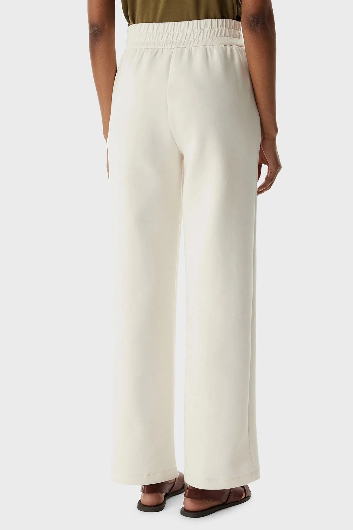 Armani Exchange Pamuklu Yüksek Bel Bol Paça Kadın Pantolon XW002840 AF21298 U1003 Ekru - 3