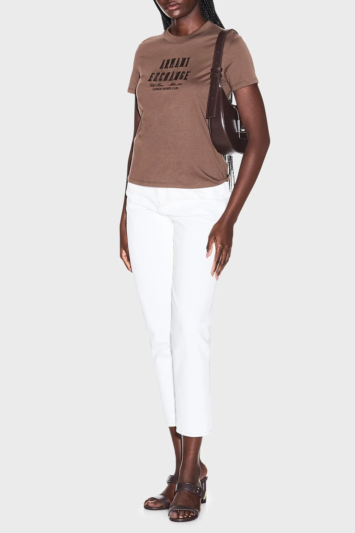 Armani Exchange Pamuklu Yüksek Bel Boyfriend Jeans Kadın Kot Pantolon XW000073 AF21335 M0054 Beyaz - 2