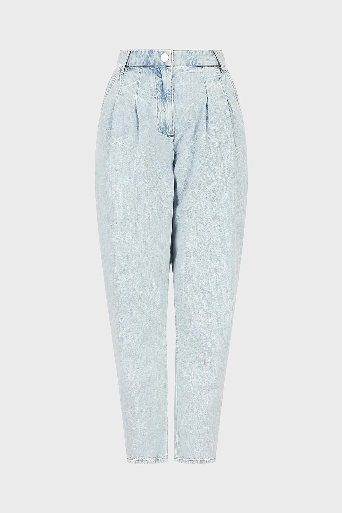 Armani Exchange Pamuklu Yüksek Bel Düz Paça Mom Fit Balon Jeans Bayan Kot Pantolon 3RYP62 Y1NZZ 05GY AÇIK MAVİ - 4