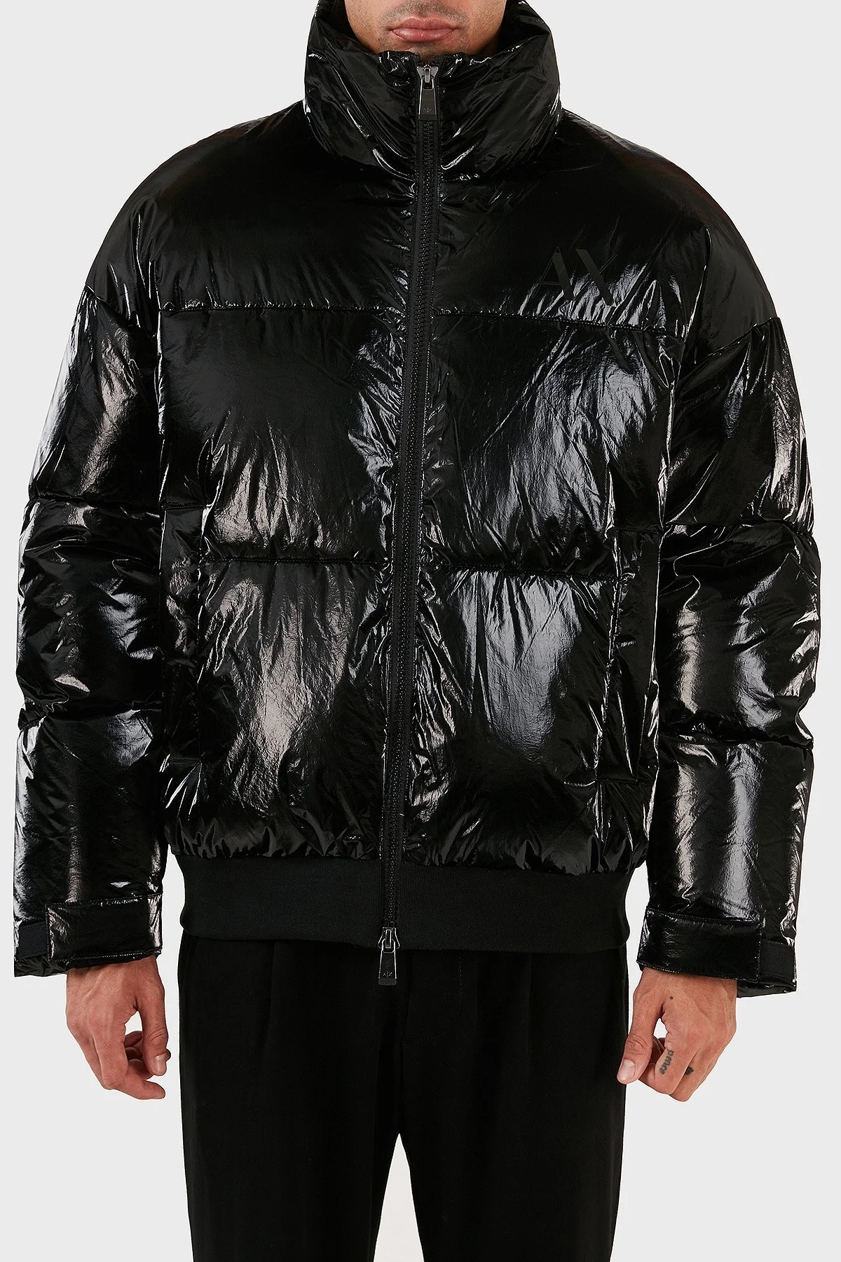 Armani Exchange Parlak Görünümlü Dik Yaka Regular Fit Erkek Mont 6RZB45 ZNPTZ 1200 SİYAH - 1