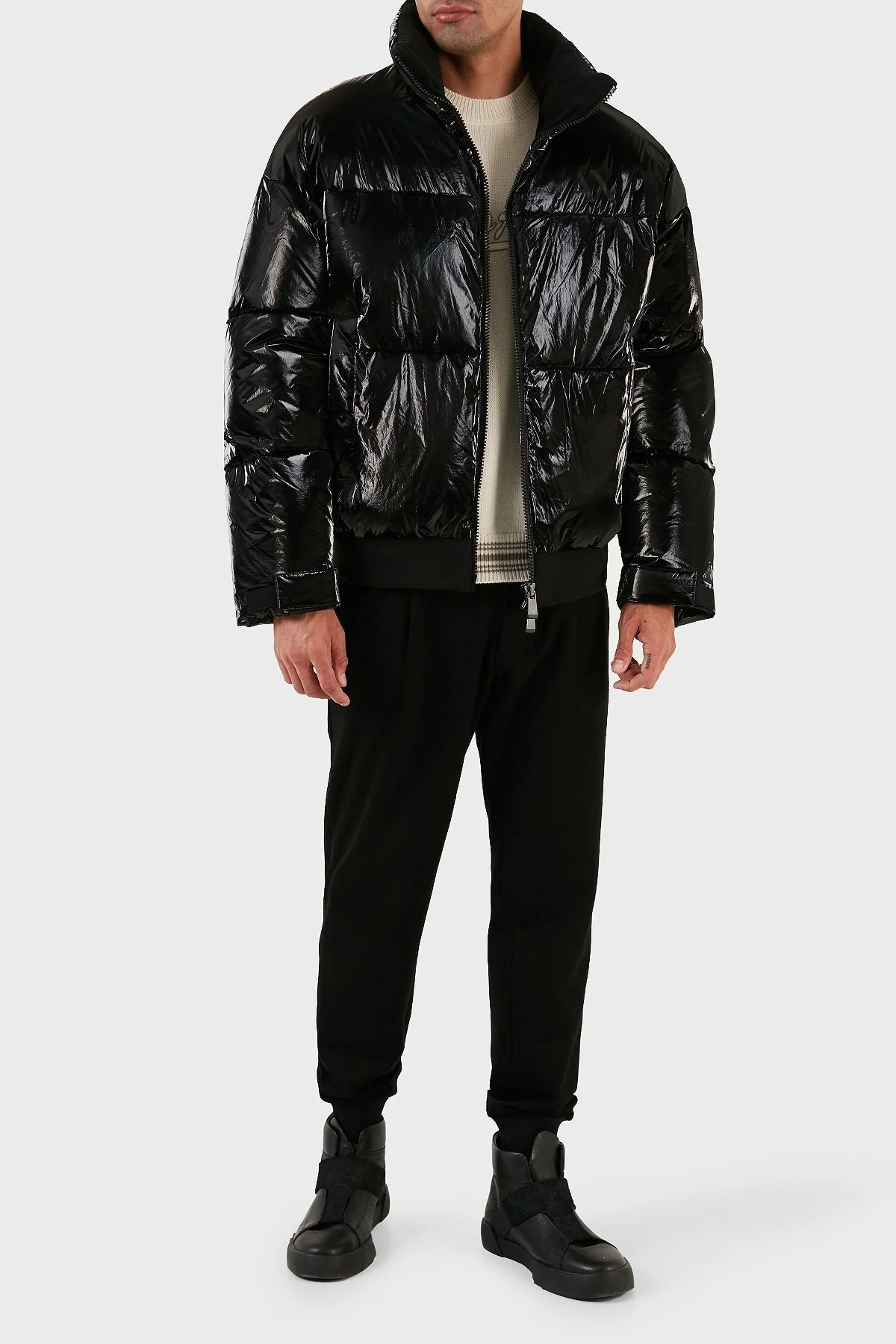 Armani Exchange Parlak Görünümlü Dik Yaka Regular Fit Erkek Mont 6RZB45 ZNPTZ 1200 SİYAH - 3