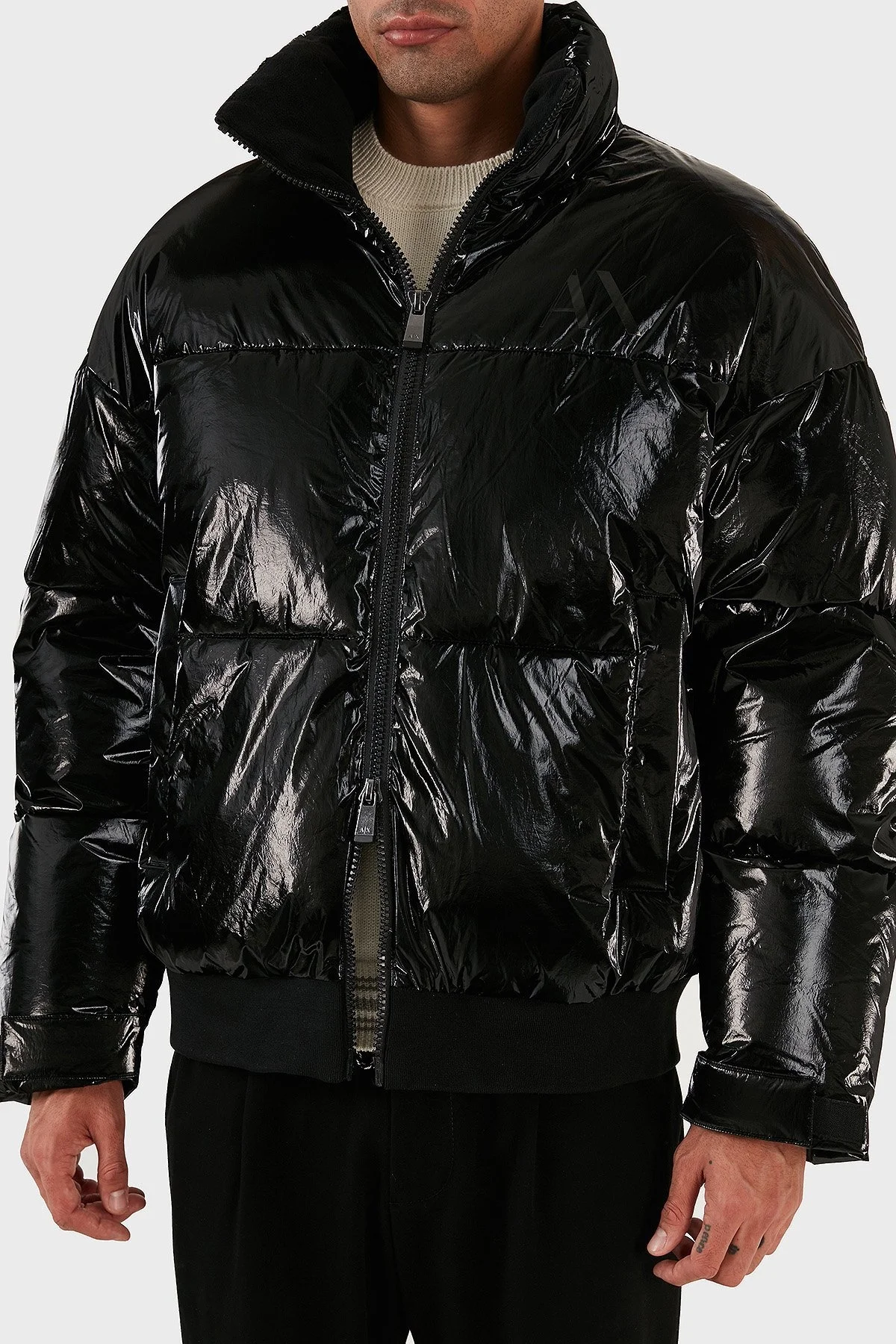 Armani Exchange Parlak Görünümlü Dik Yaka Regular Fit Erkek Mont 6RZB45 ZNPTZ 1200 SİYAH - 6