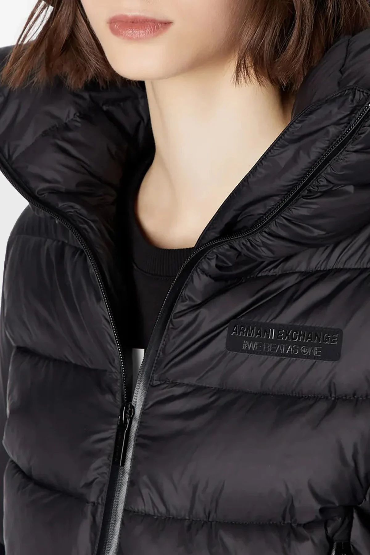 Armani Exchange Parmak Delikli Manşetli Balıkçı Yaka Şişme Bayan Mont 6RYB19 YN4MZ 1200 SİYAH - 4