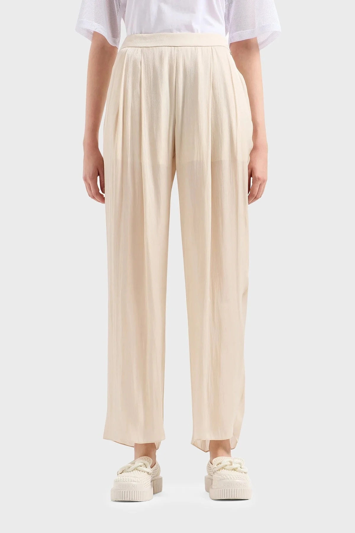 Armani Exchange Pileli Relaxed Fit Yüksek Bel Bayan Pantolon 3DYP19 YNUUZ 1787 BEJ - 7