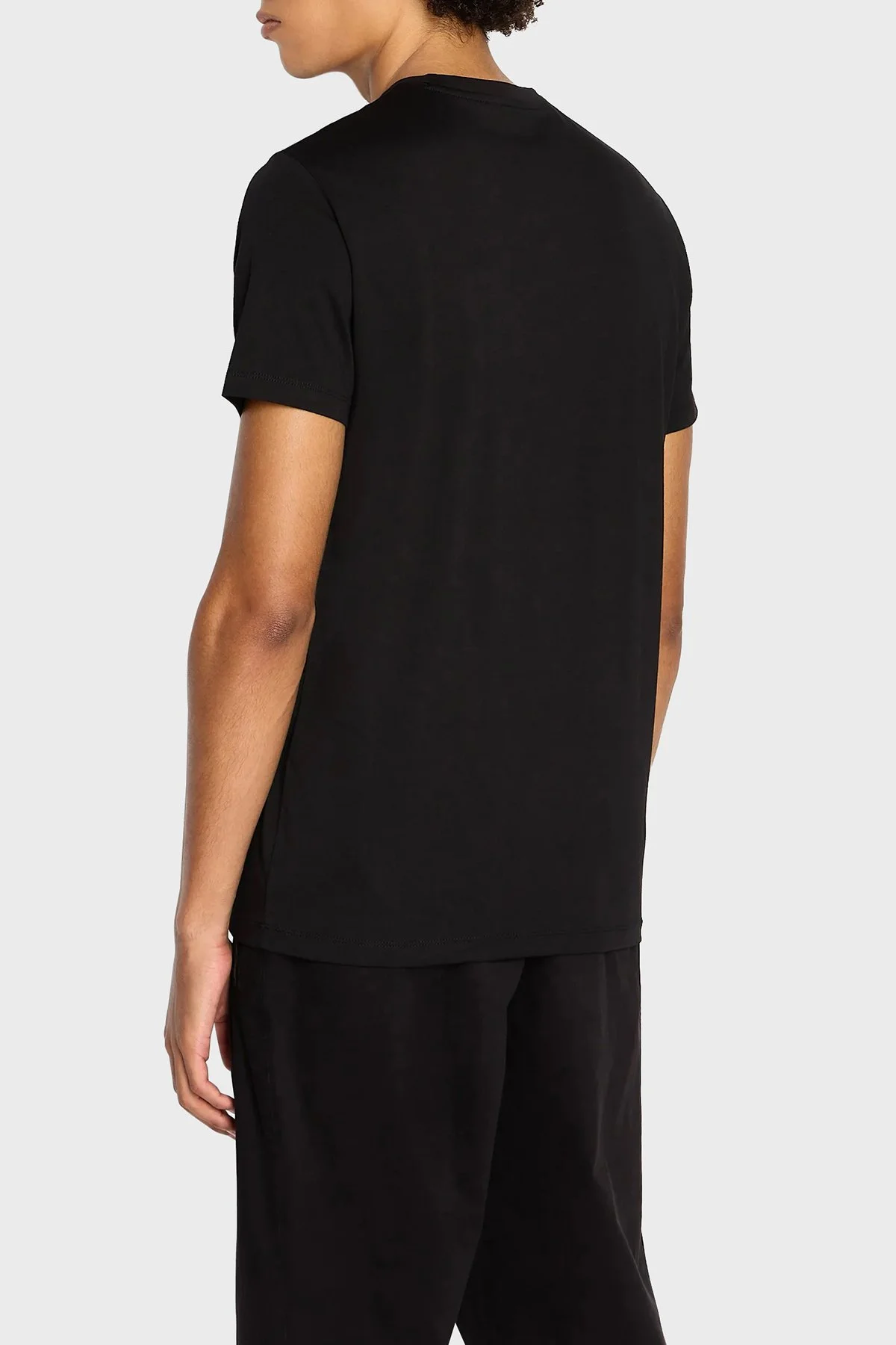 Armani Exchange Printed Cotton Crew Neck Slim Fit Men T-Shirt 6RZTKD ZJBYZ 1200 BLACK - 3