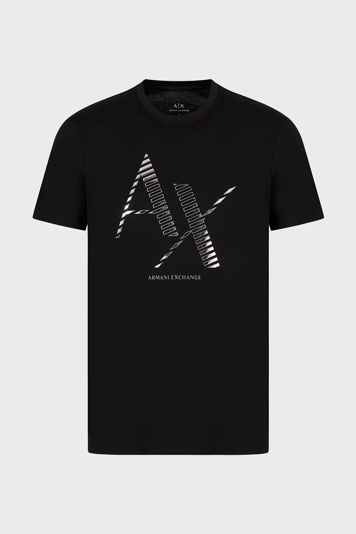 Armani Exchange Printed Cotton Crew Neck Slim Fit Men T-Shirt 6RZTKD ZJBYZ 1200 BLACK - 4