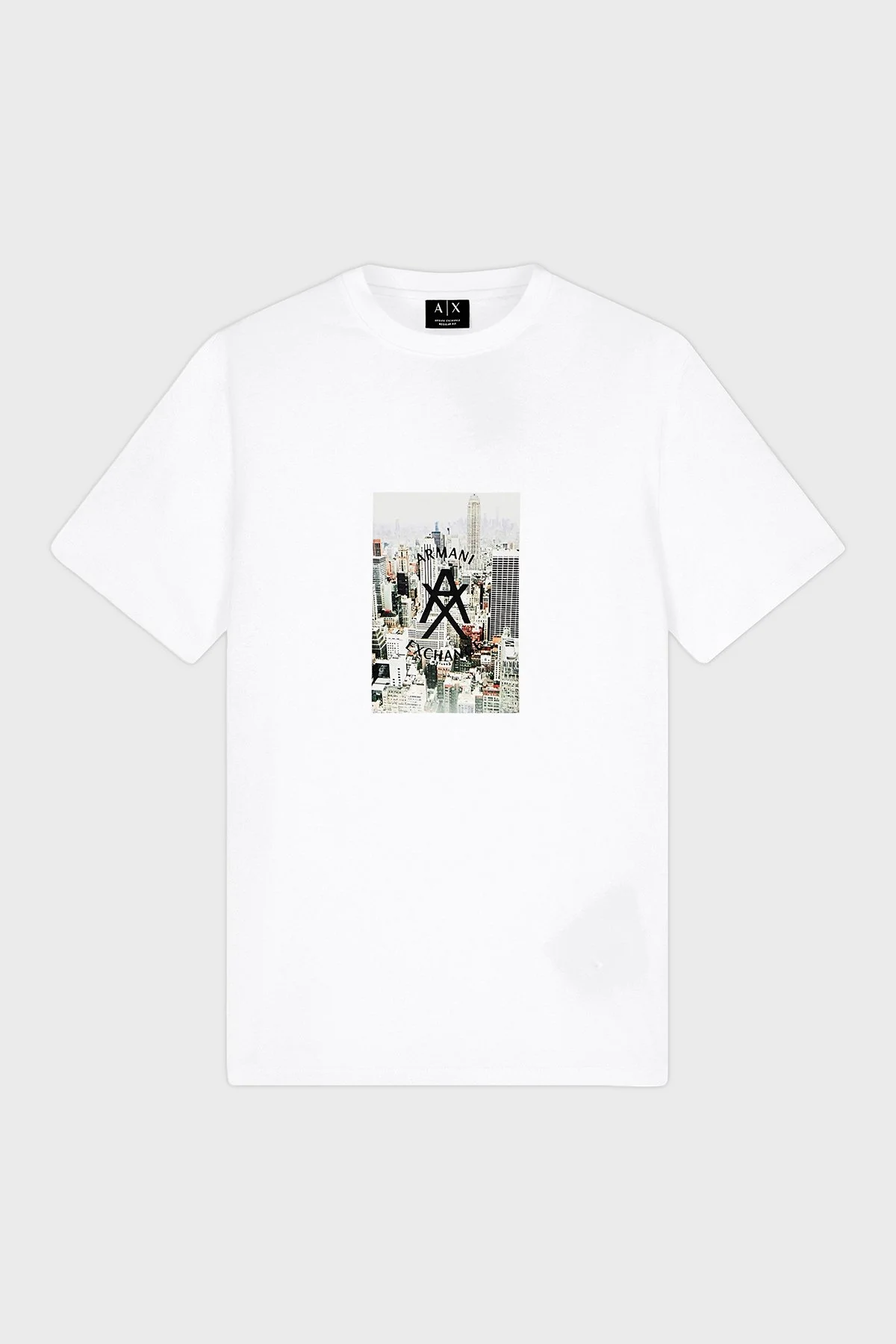Armani Exchange Printed Cotton Regular Fit Crew Neck Men's T-Shirt XM002214 AF10356 U0009 White - 4