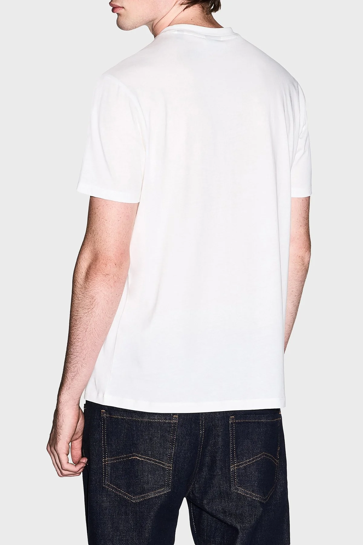 Armani Exchange Printed Cotton Regular Fit Crew Neck Men's T-Shirt XM002501 AF10356 U0009 Ecru - 3