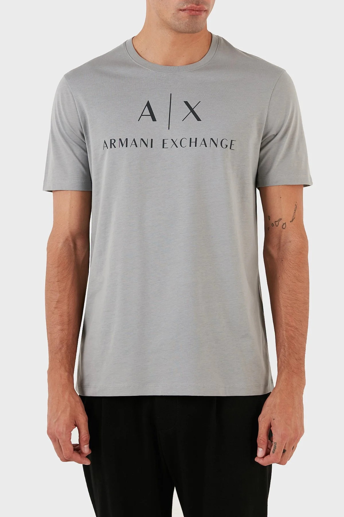 Armani Exchange Printed Crew Neck 100% Cotton Slim Fit Men’s T-Shirt 8NZTCJ Z8H4Z 1913 Gray - 1