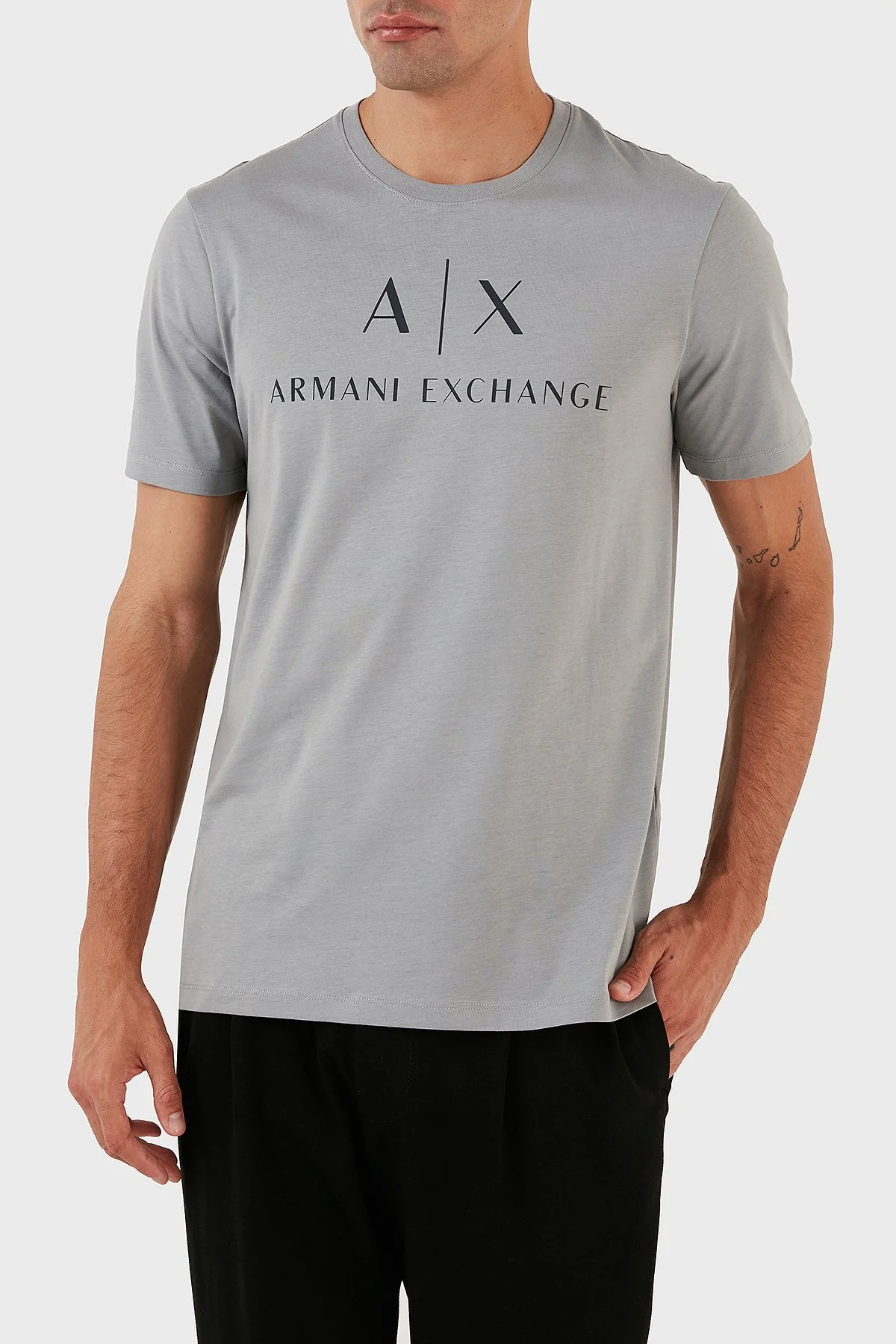 Armani Exchange Printed Crew Neck 100% Cotton Slim Fit Men’s T-Shirt 8NZTCJ Z8H4Z 1913 Gray - 3
