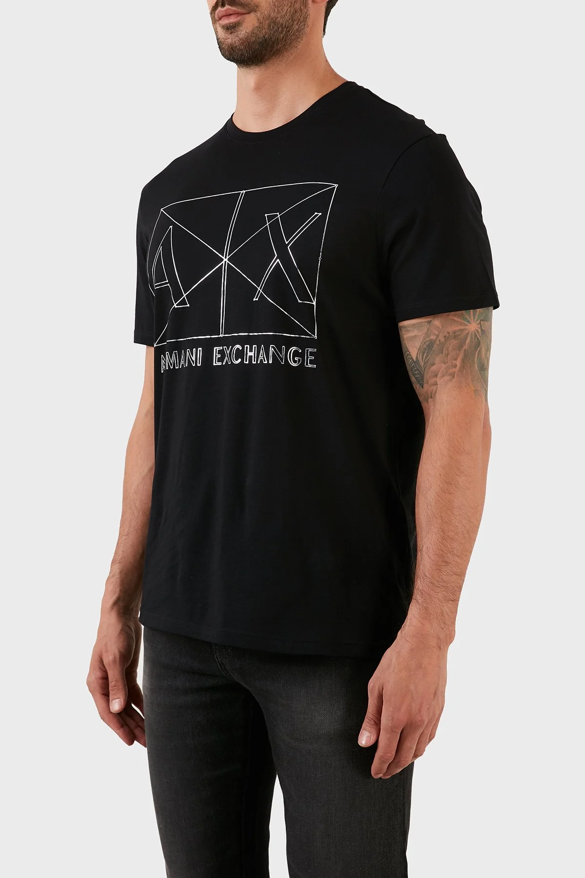 Armani Exchange Printed Crew Neck Regular Fit 100% Cotton Men T-Shirt 6LZTAM ZJA5Z 1200 BLACK - 2