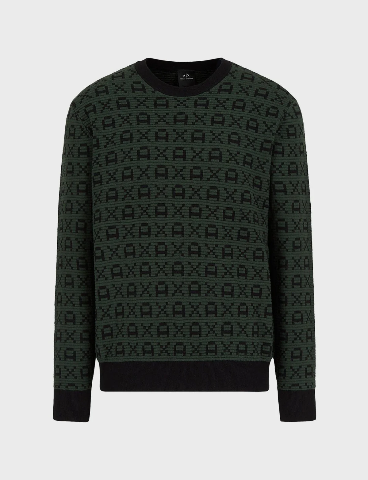 Armani Exchange Printed Crew Neck Regular Fit Men’s Sweater 6KZM1T ZMN4Z 8250 OLIVE-BLACK - 4