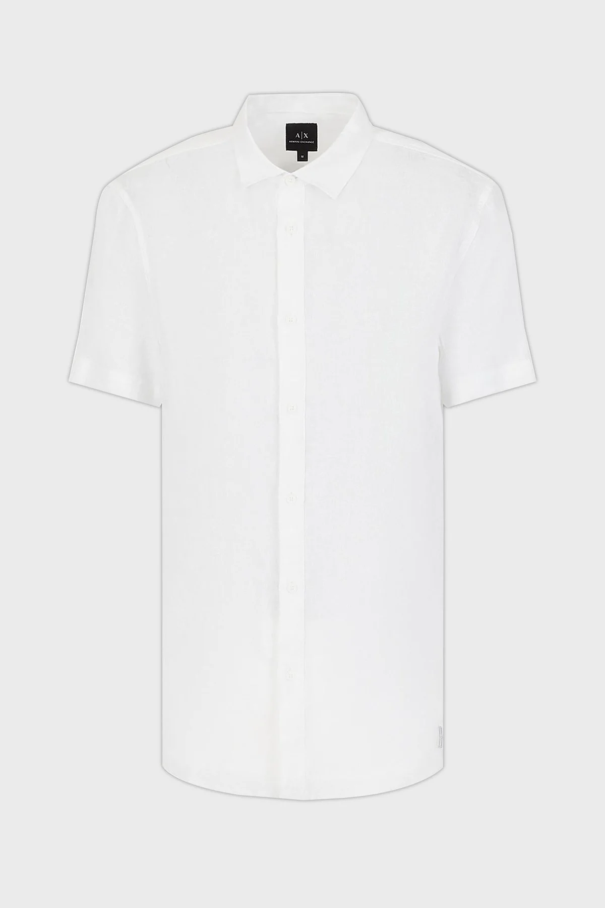 Armani Exchange Regular Fit % 100 Keten Kısa Kollu Erkek Gömlek 8NZC67 ZNCFZ 1100 BEYAZ - 5