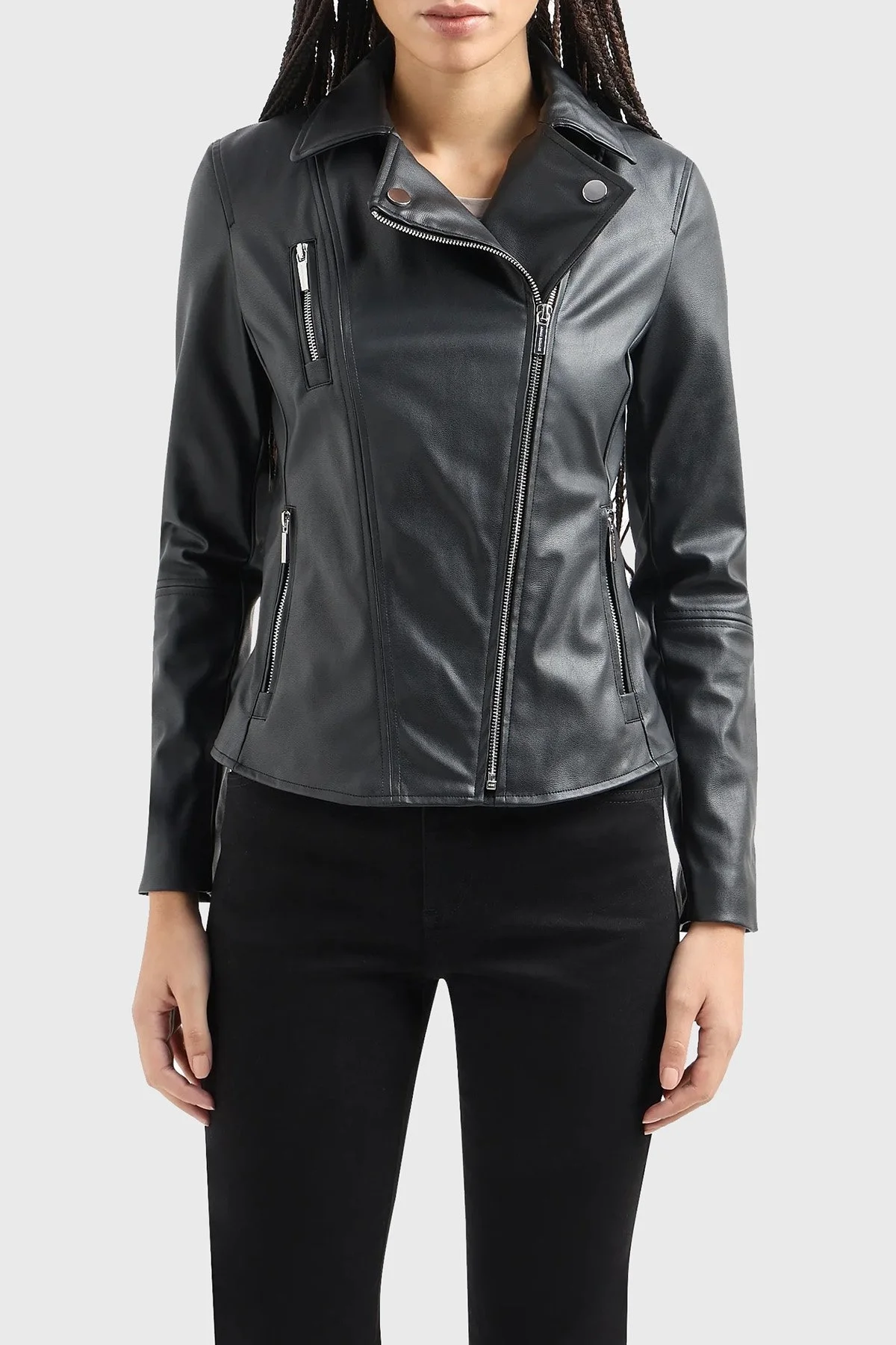 Armani Exchange Regular Fit Biker Bayan Ceket 8NYB13 YNVLZ 1200 SİYAH - 1